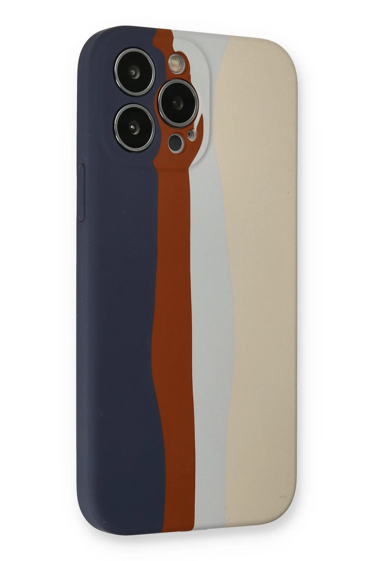 Newface iPhone 13 Pro Kılıf Ebruli Lansman Silikon - Lacivert-Krem