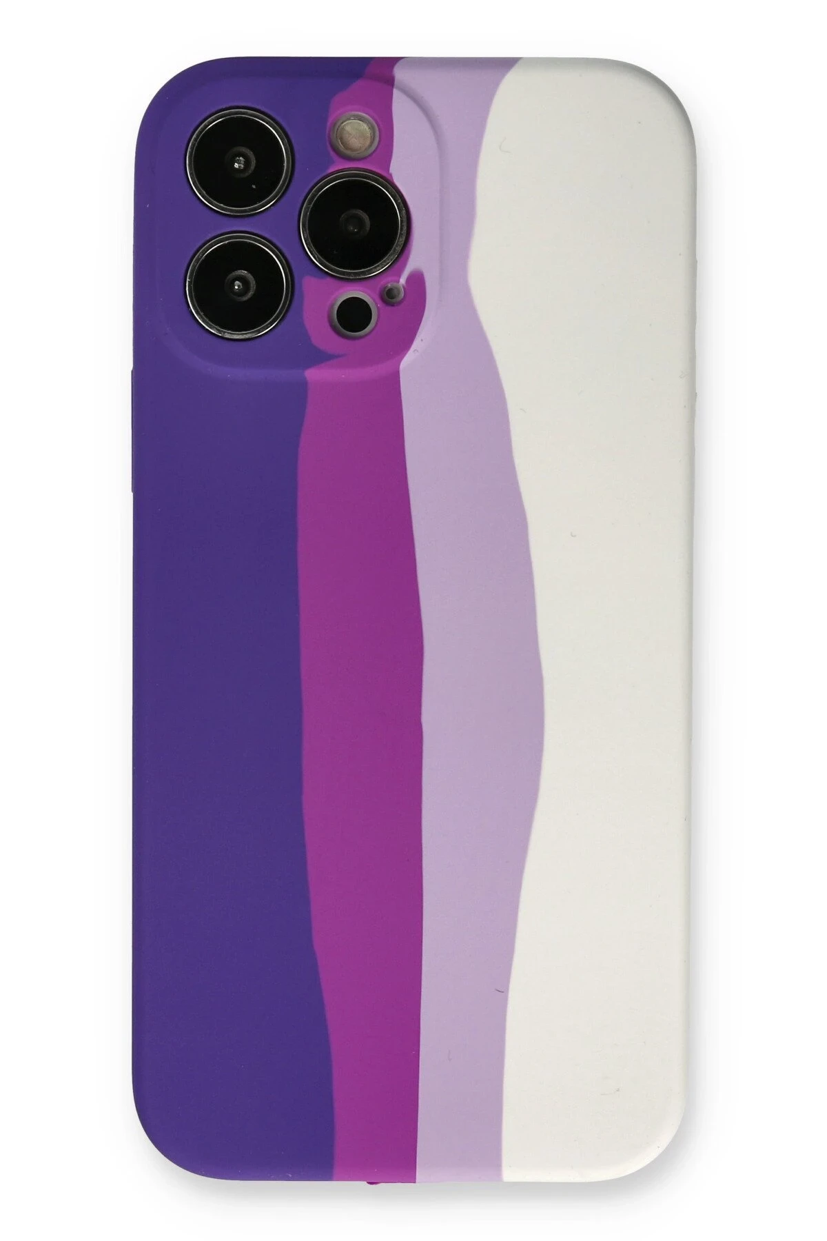Newface iPhone 13 Pro Kılıf Ebruli Lansman Silikon - Mor-Beyaz