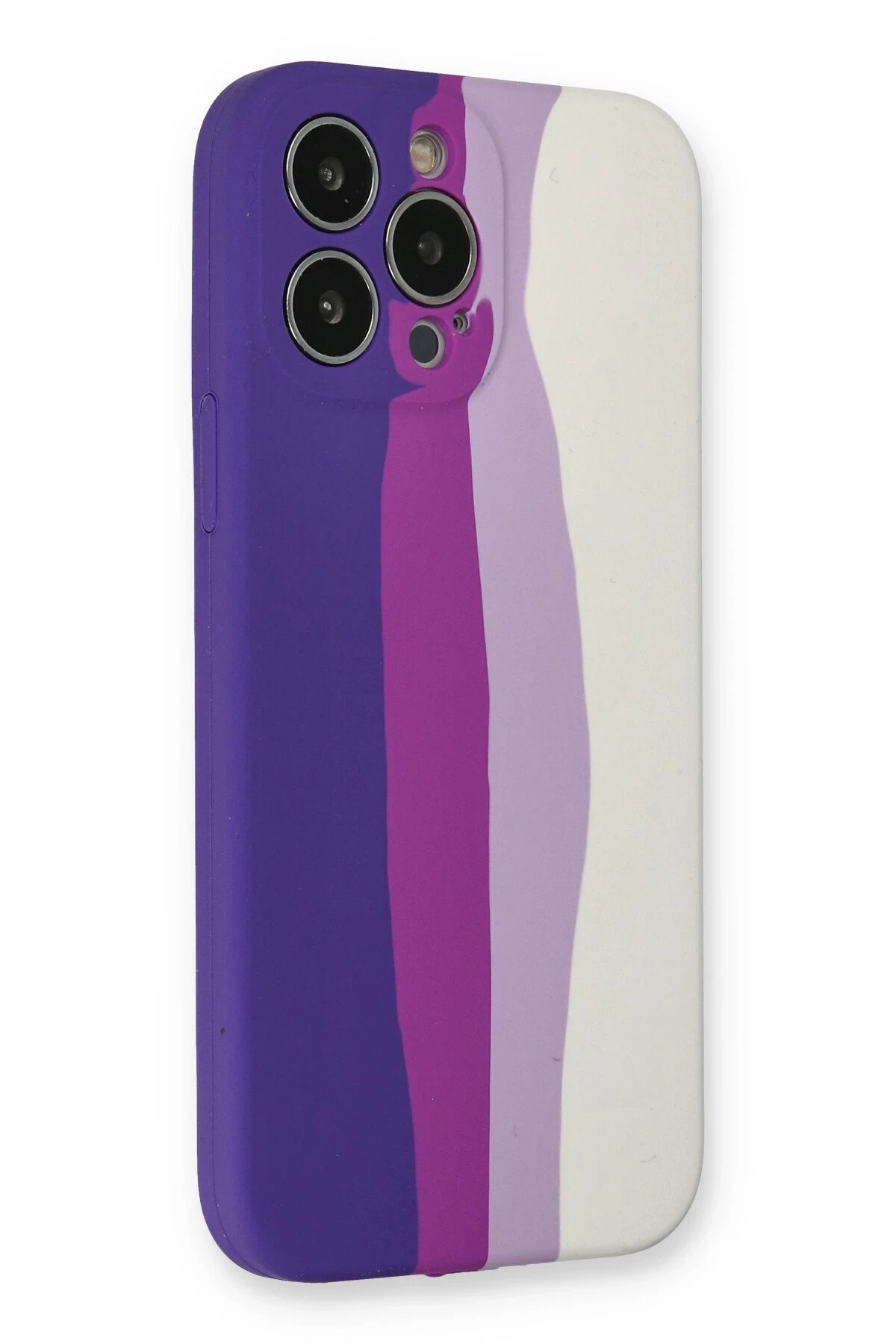 Newface iPhone 13 Pro Kılıf Ebruli Lansman Silikon - Mor-Beyaz