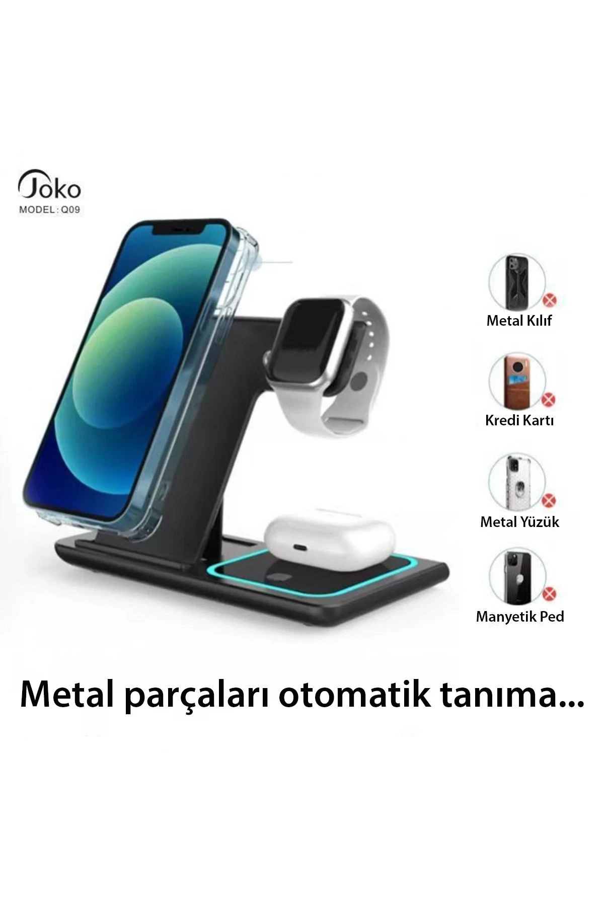Konfulon Q09 Kablosuz Şarj Masaüstü Set - Siyah — görsel 3