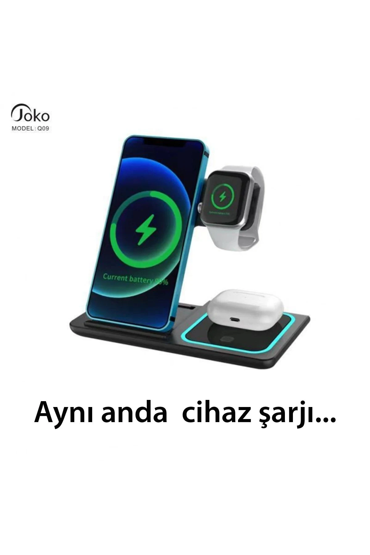 Konfulon Q09 Kablosuz Şarj Masaüstü Set - Siyah — görsel 5