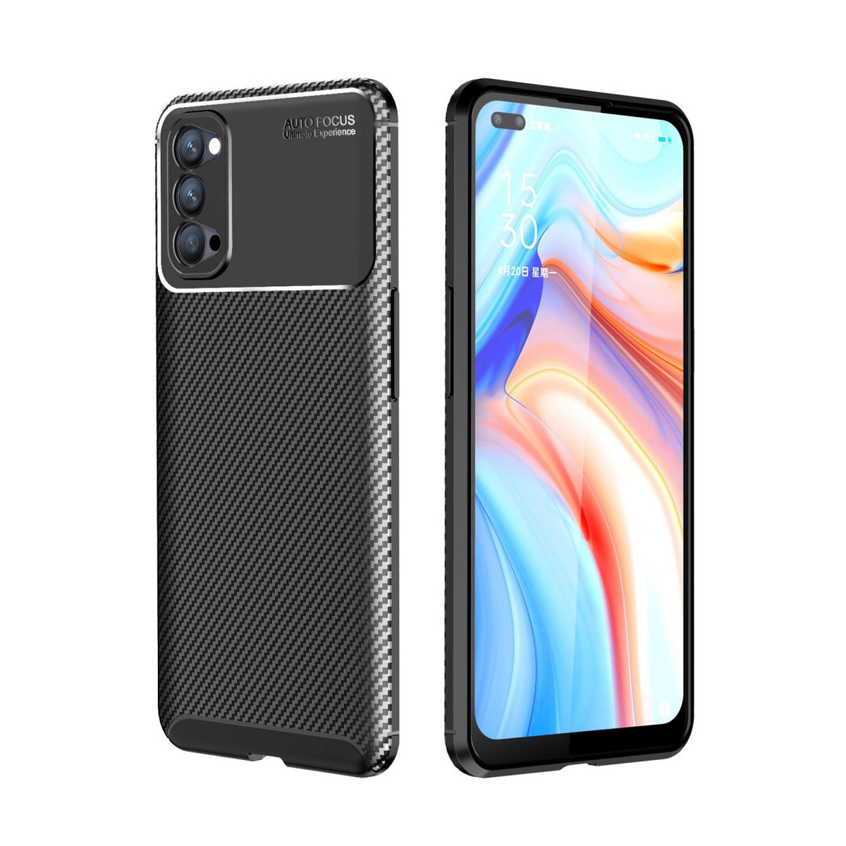 Newface Oppo Reno 4 Kılıf Auto Focus Karbon Kapak - Siyah — görsel 7