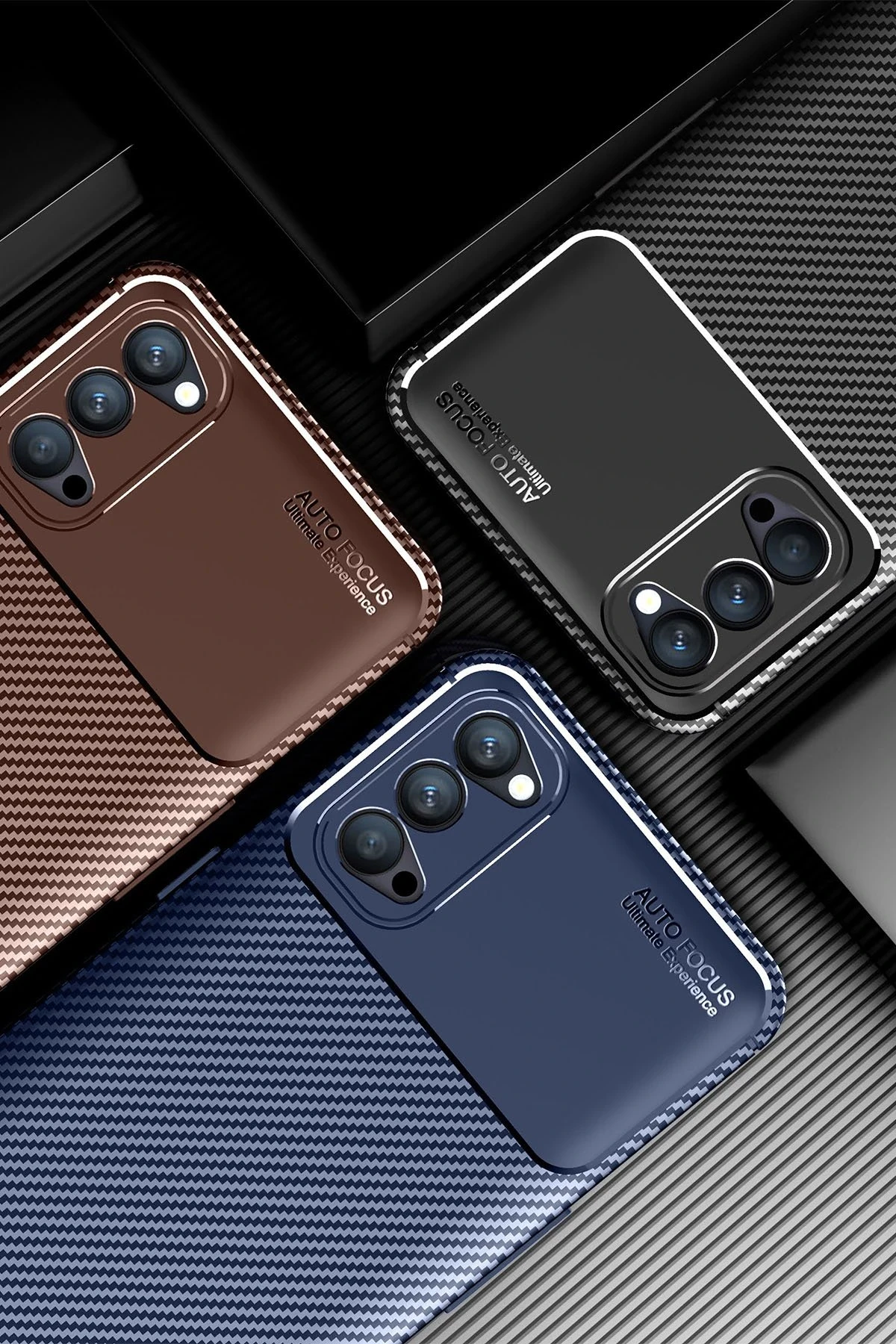 Newface Oppo Reno 4 Kılıf Auto Focus Karbon Kapak - Siyah — görsel 3