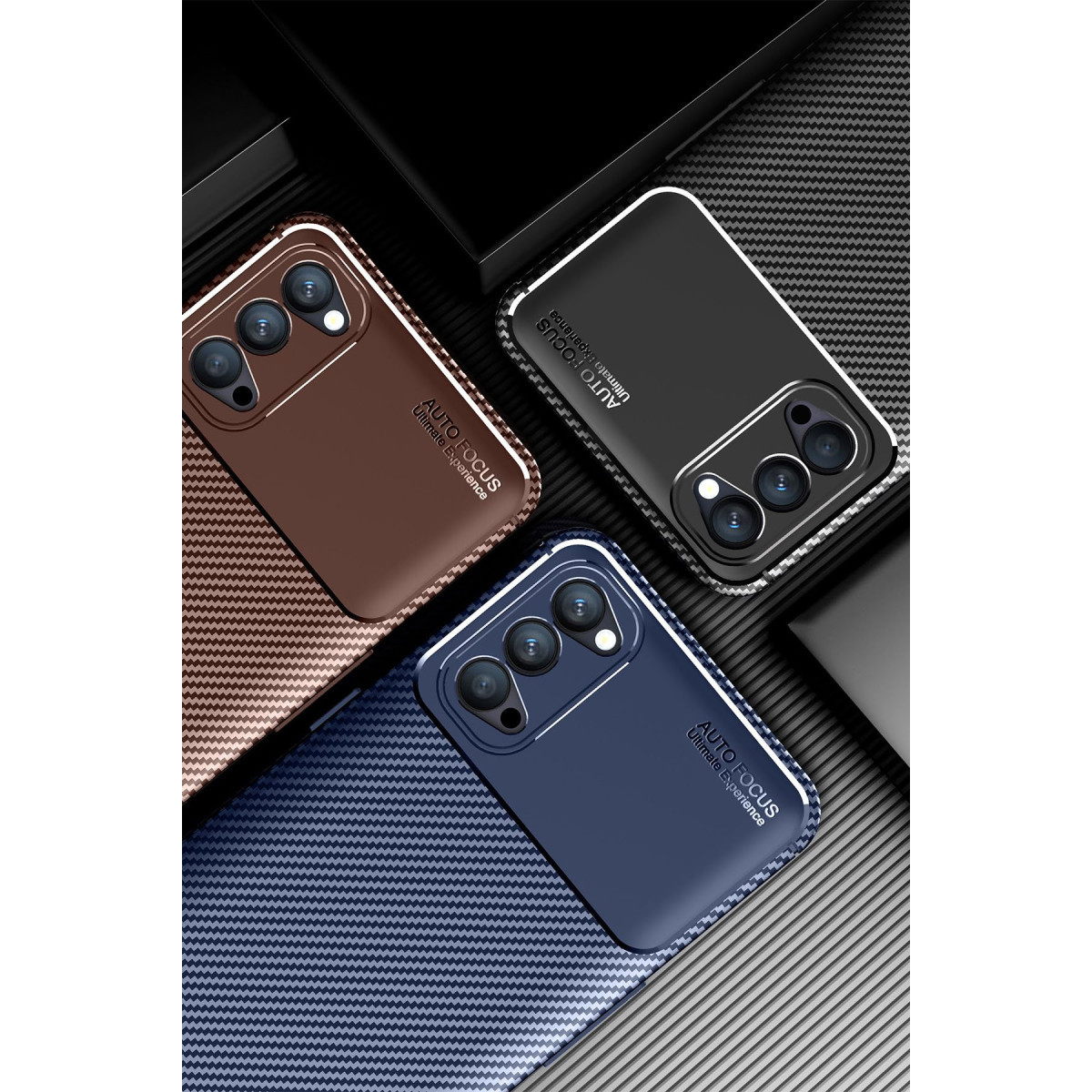 Newface Oppo Reno 4 Kılıf Auto Focus Karbon Kapak - Siyah — görsel 9