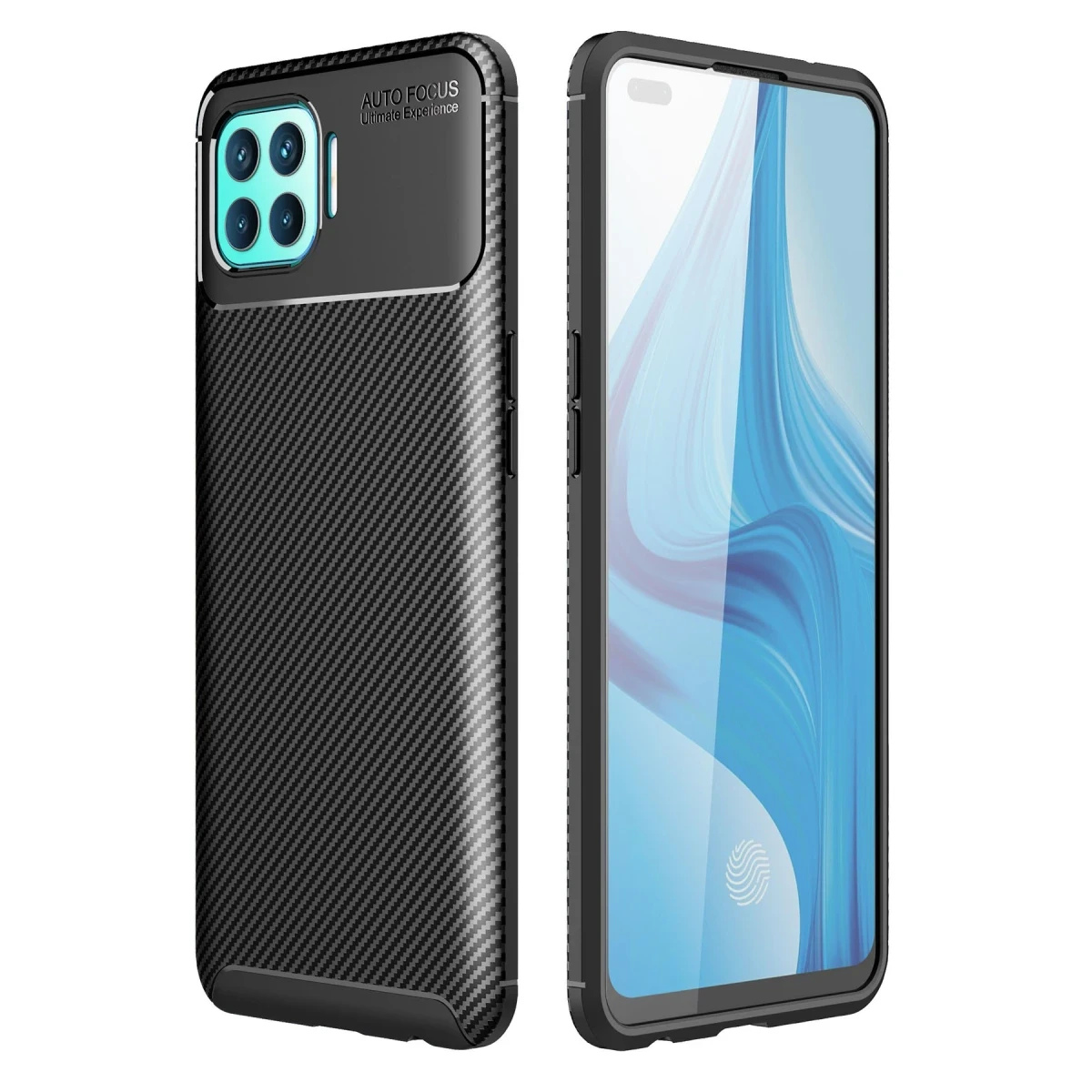 Newface Oppo Reno 4 Lite Kılıf Auto Focus Karbon Kapak - Siyah — görsel 5