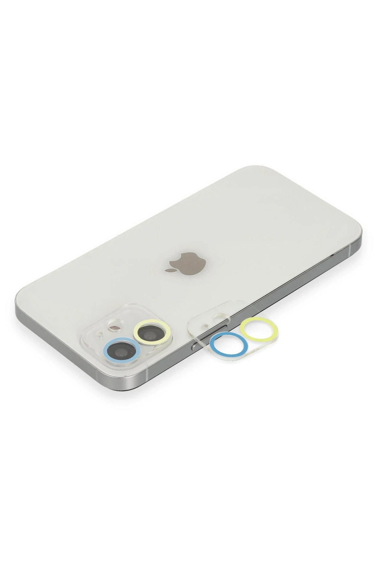 Newface iPhone 11 Renkli Kamera Lens Koruma Cam - Sarı-Mavi