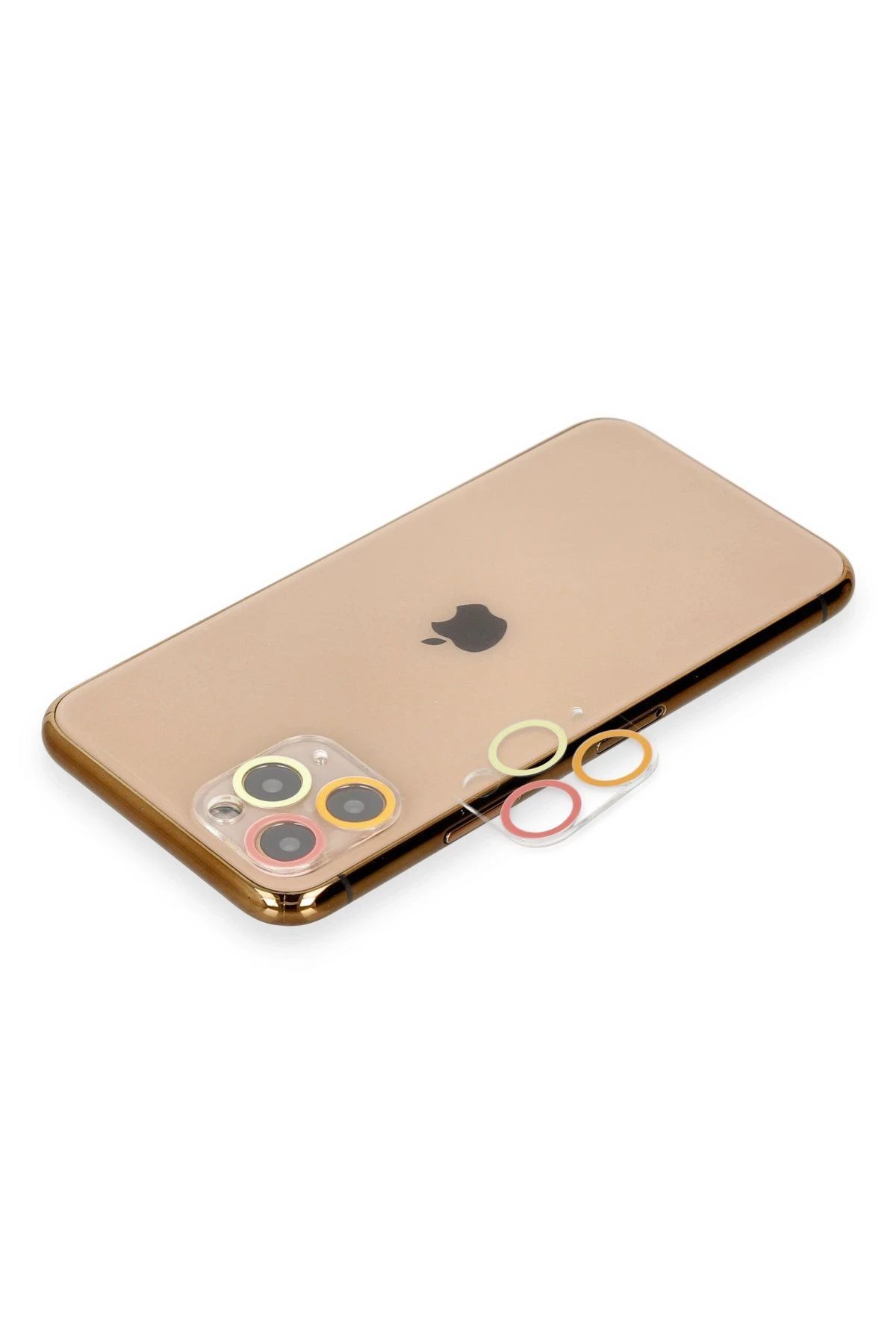 Newface iPhone 11 Pro Renkli Kamera Lens Koruma Cam - Turuncu-Kırmızı
