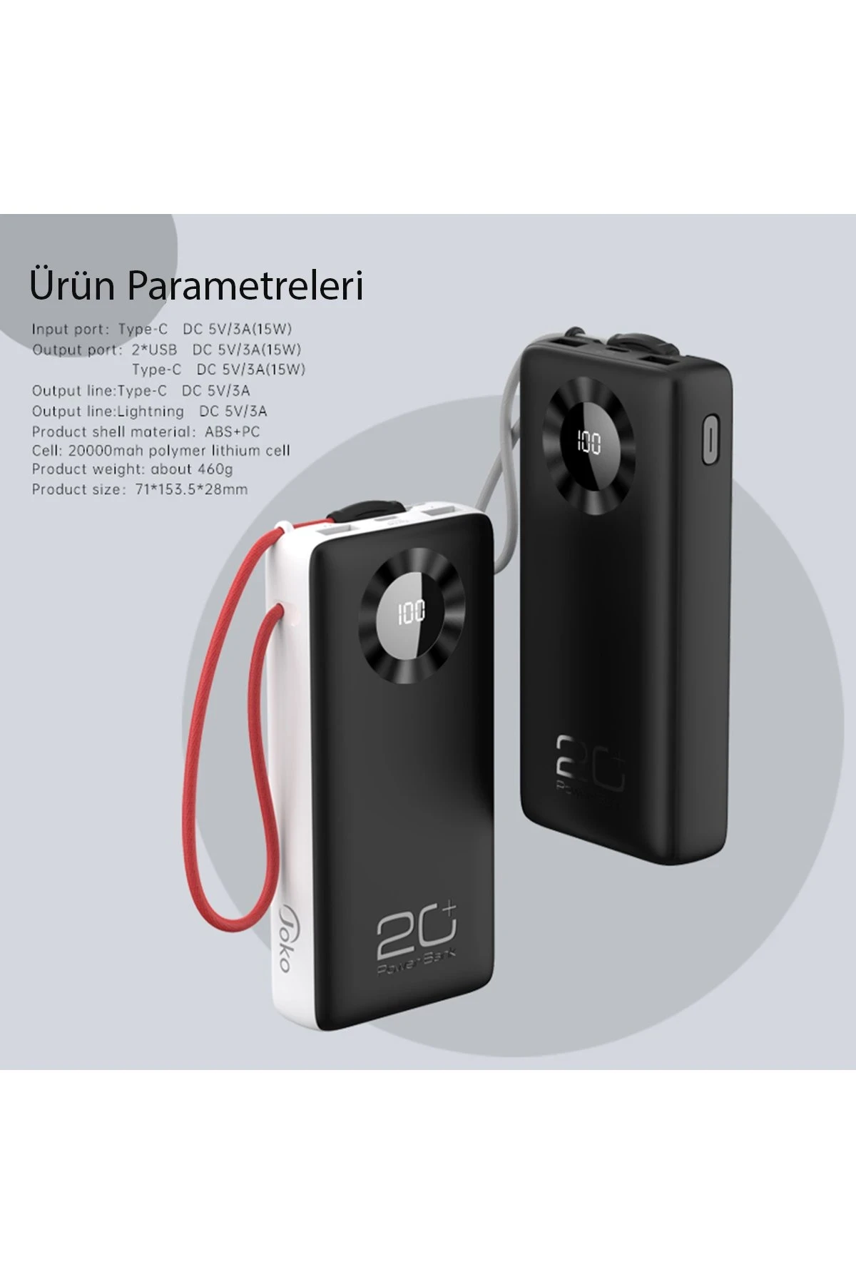Konfulon J08 Powerbank 20.000 mAh - Siyah — görsel 2