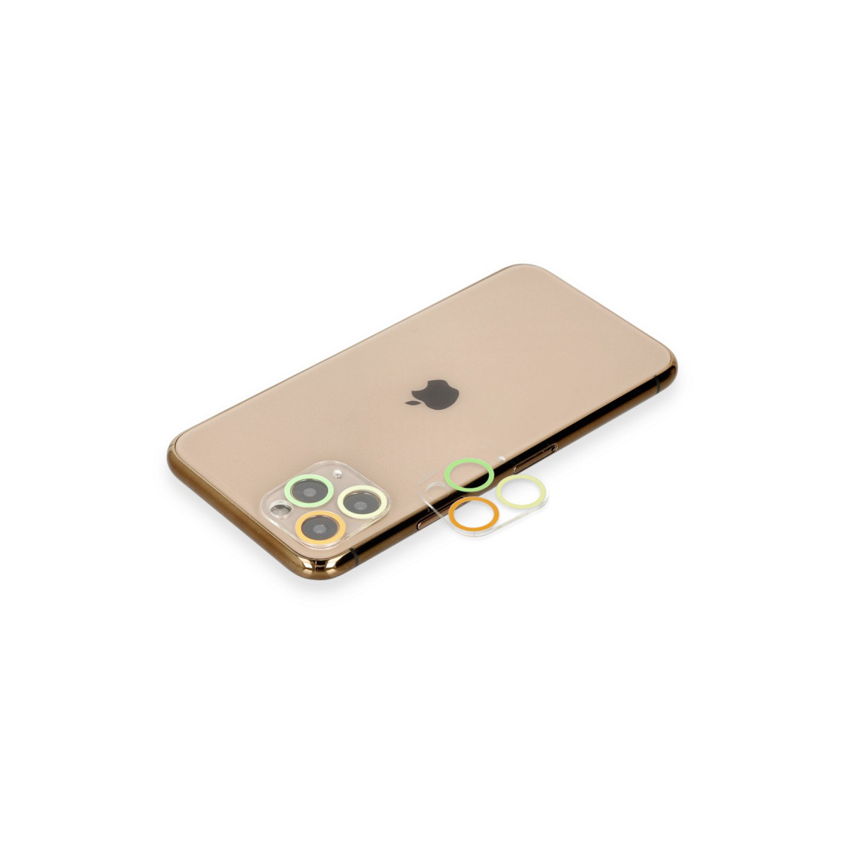 Newface Apple iPhone 11 Pro Max Renkli Kamera Lens Koruma Cam - Sarı-Turuncu — görsel 7