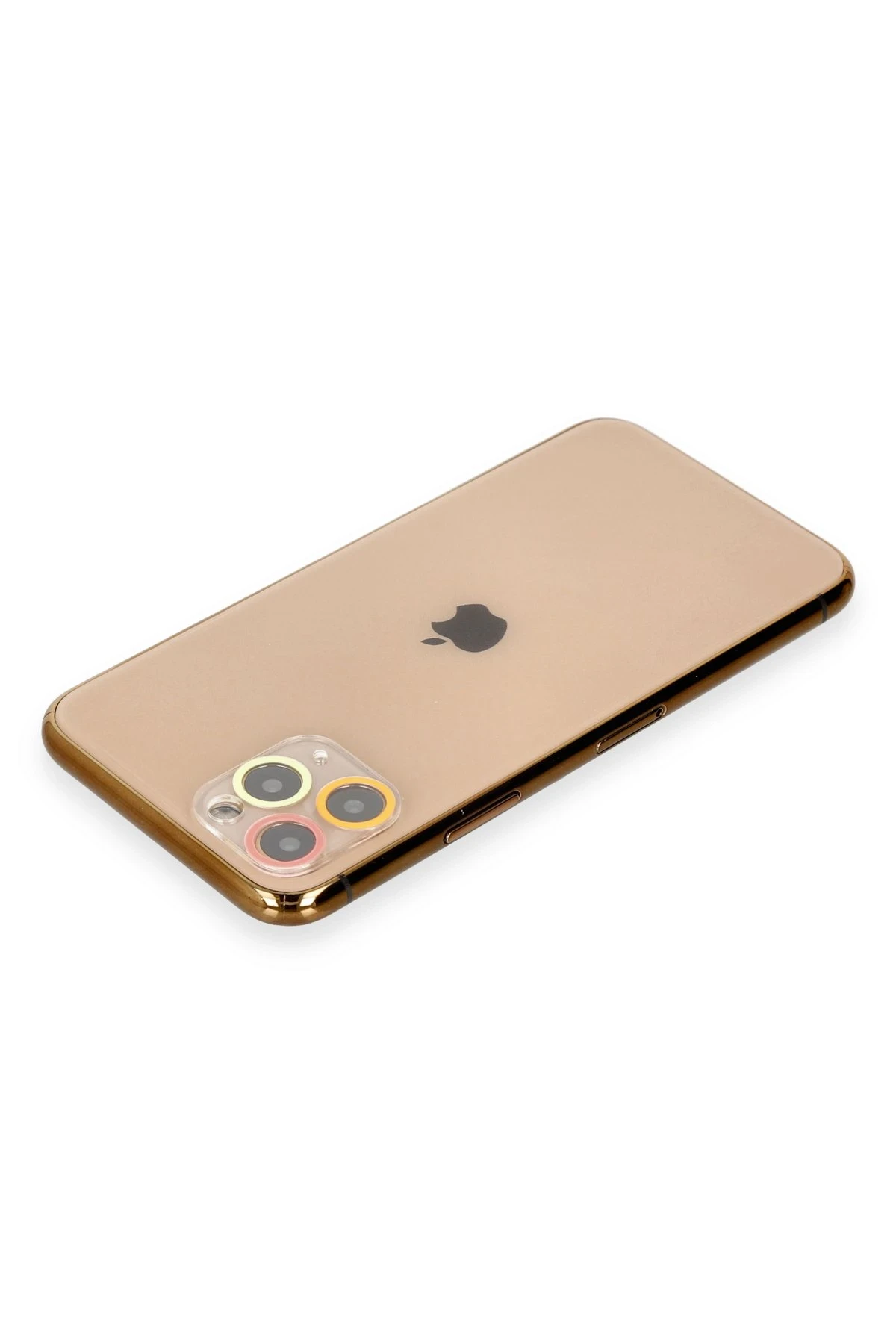 Newface iPhone 11 Pro Max Renkli Kamera Lens Koruma Cam - Turuncu-Kırmızı