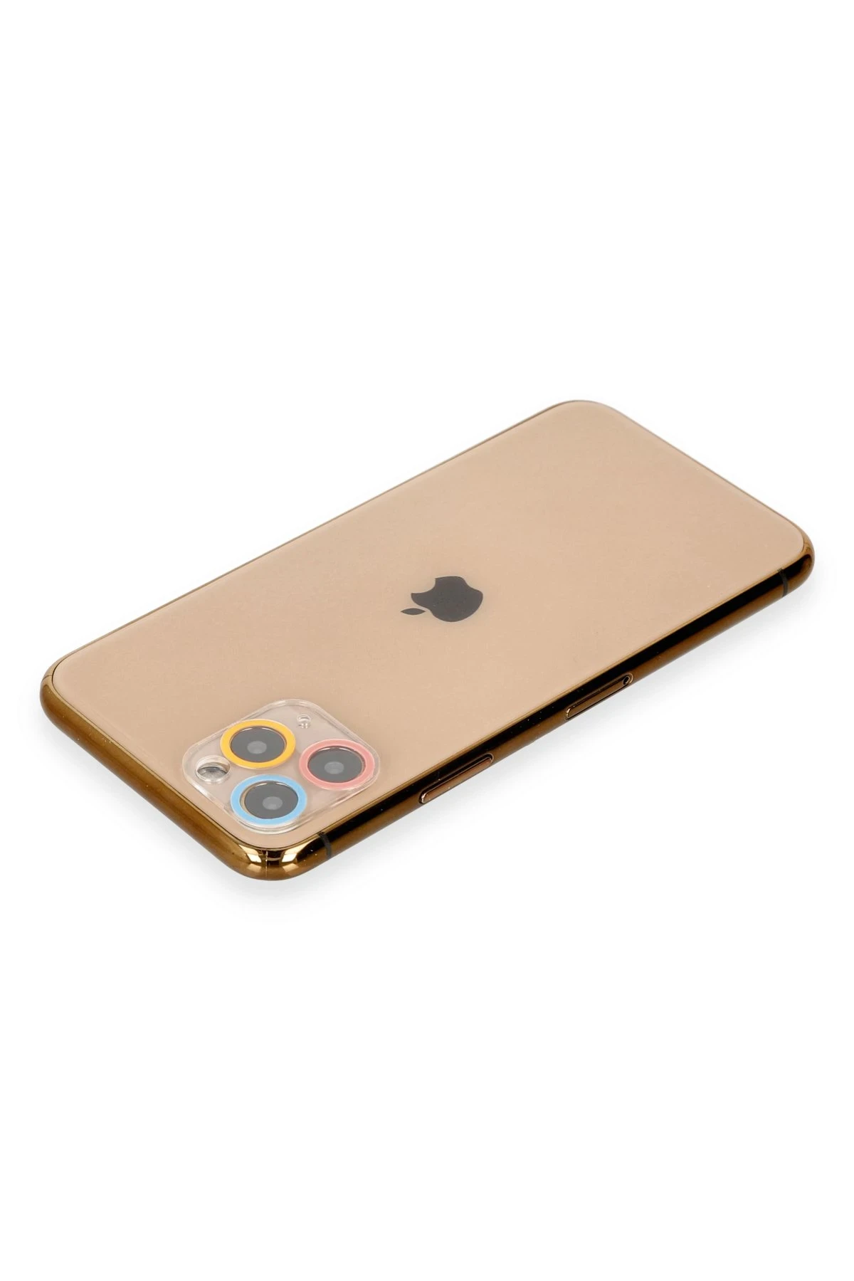 Newface iPhone 11 Pro Max Renkli Kamera Lens Koruma Cam - Pembe-Mavi