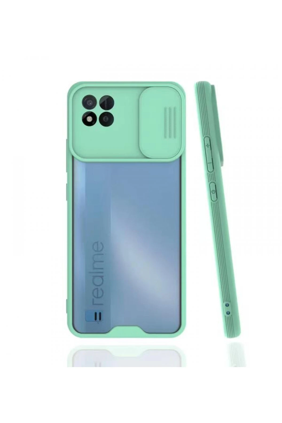 Newface Realme C11 2021 Kılıf Platin Kamera Koruma Silikon - Açık Yeşil