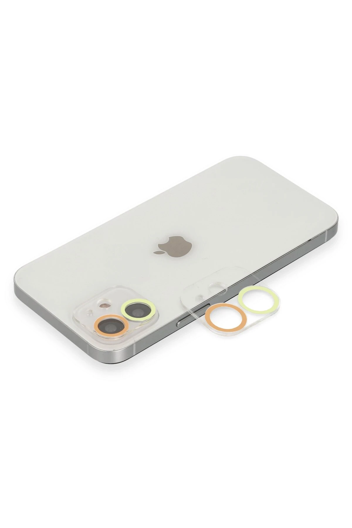 Newface iPhone 12 Mini Renkli Kamera Lens Koruma Cam - Sarı-Turuncu