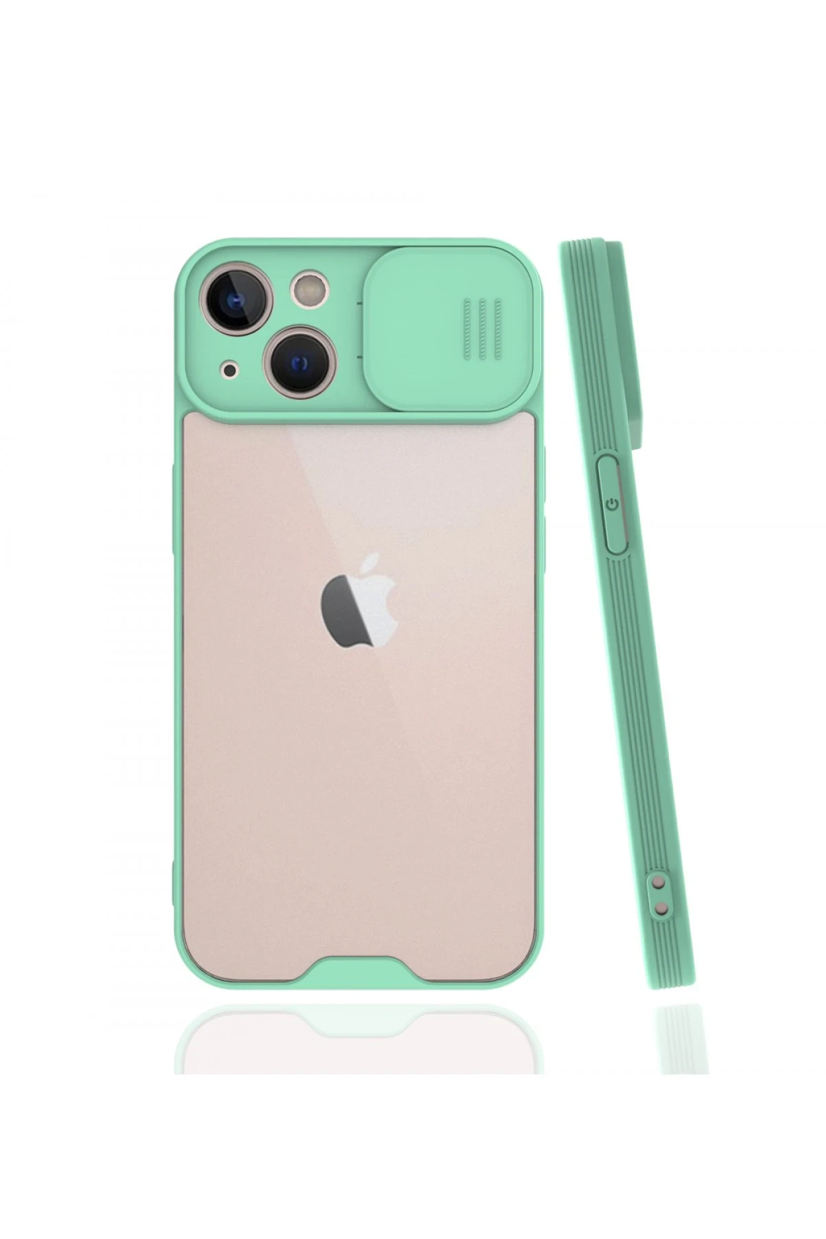 Newface Apple iPhone 13 Mini Kılıf Platin Kamera Koruma Silikon - Açık Yeşil