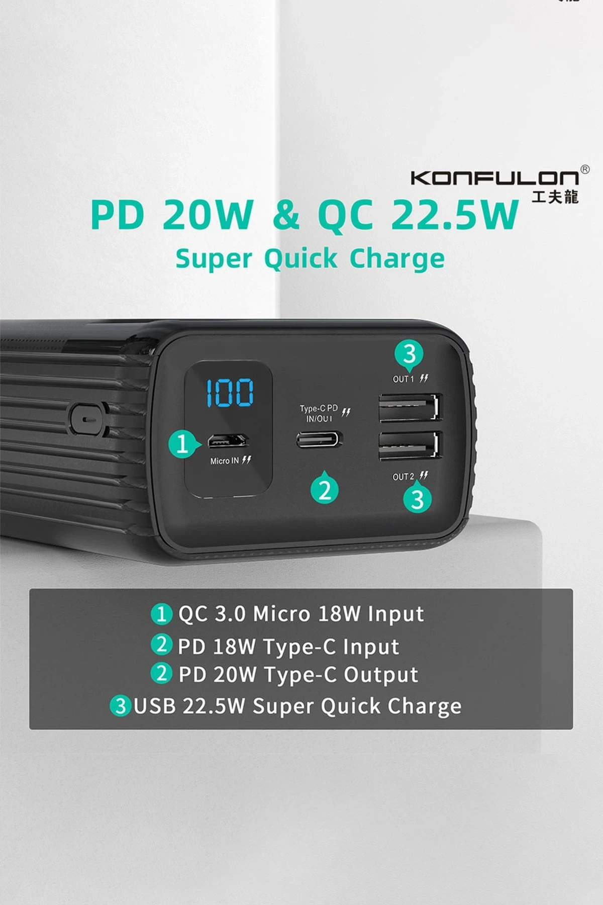 Konfulon A24Q Powerbank 50.000 mAh — görsel 3