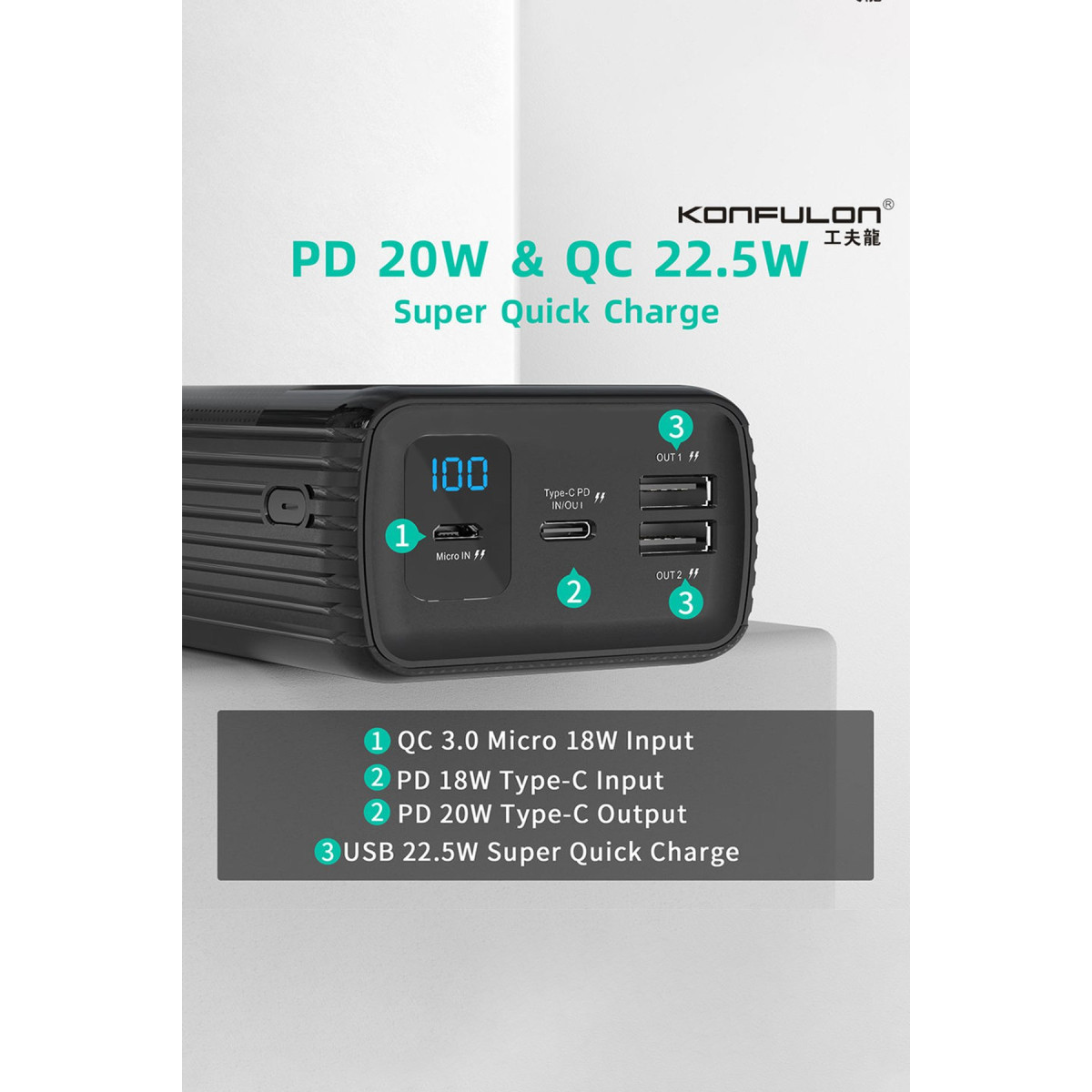 Konfulon A24Q Powerbank 50.000 mAh — görsel 9