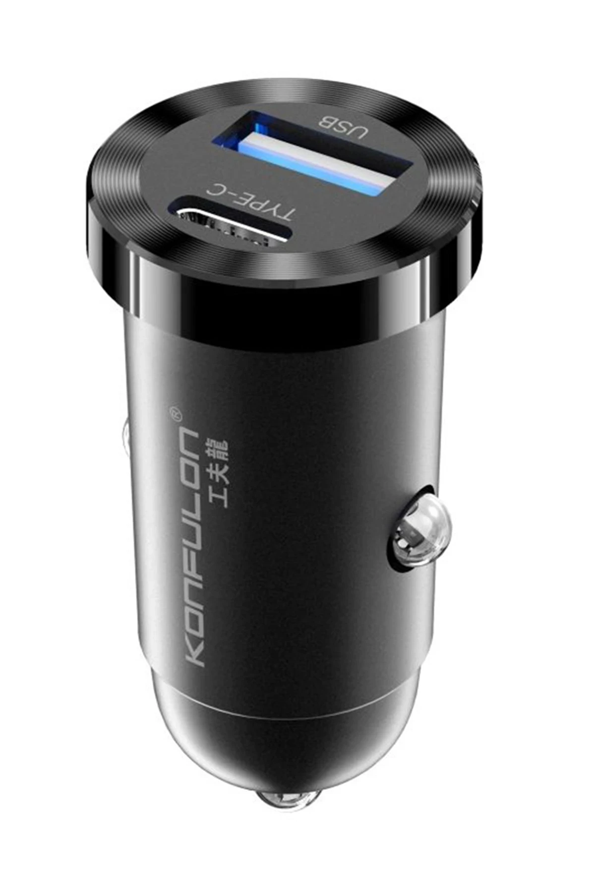 Konfulon C79 12W Usb ve 12W Type-C Çıkışlı Araç İçi Şarj Cihazı - Siyah