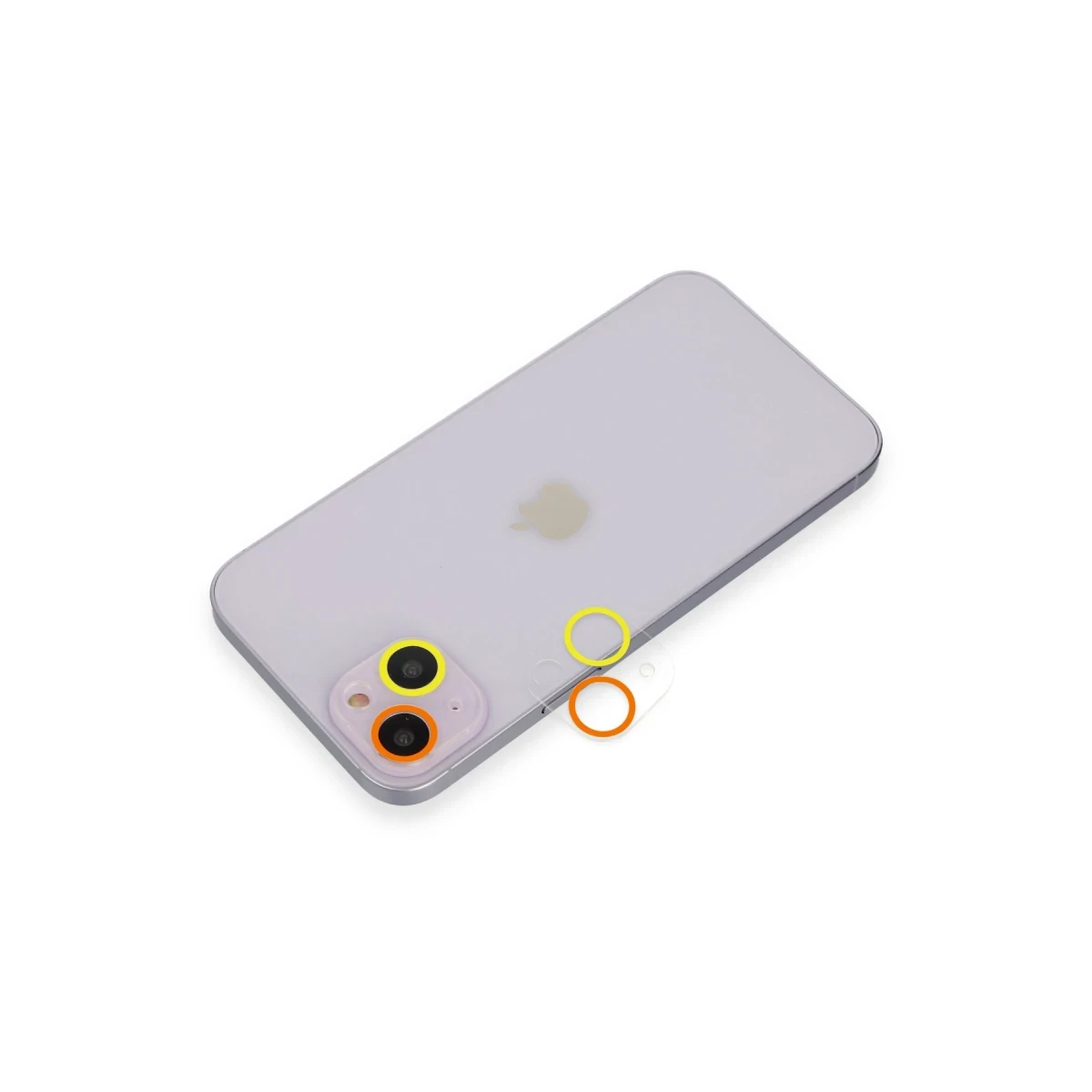 Newface Apple iPhone 13 Renkli Kamera Lens Koruma Cam - Sarı-Turuncu — görsel 4