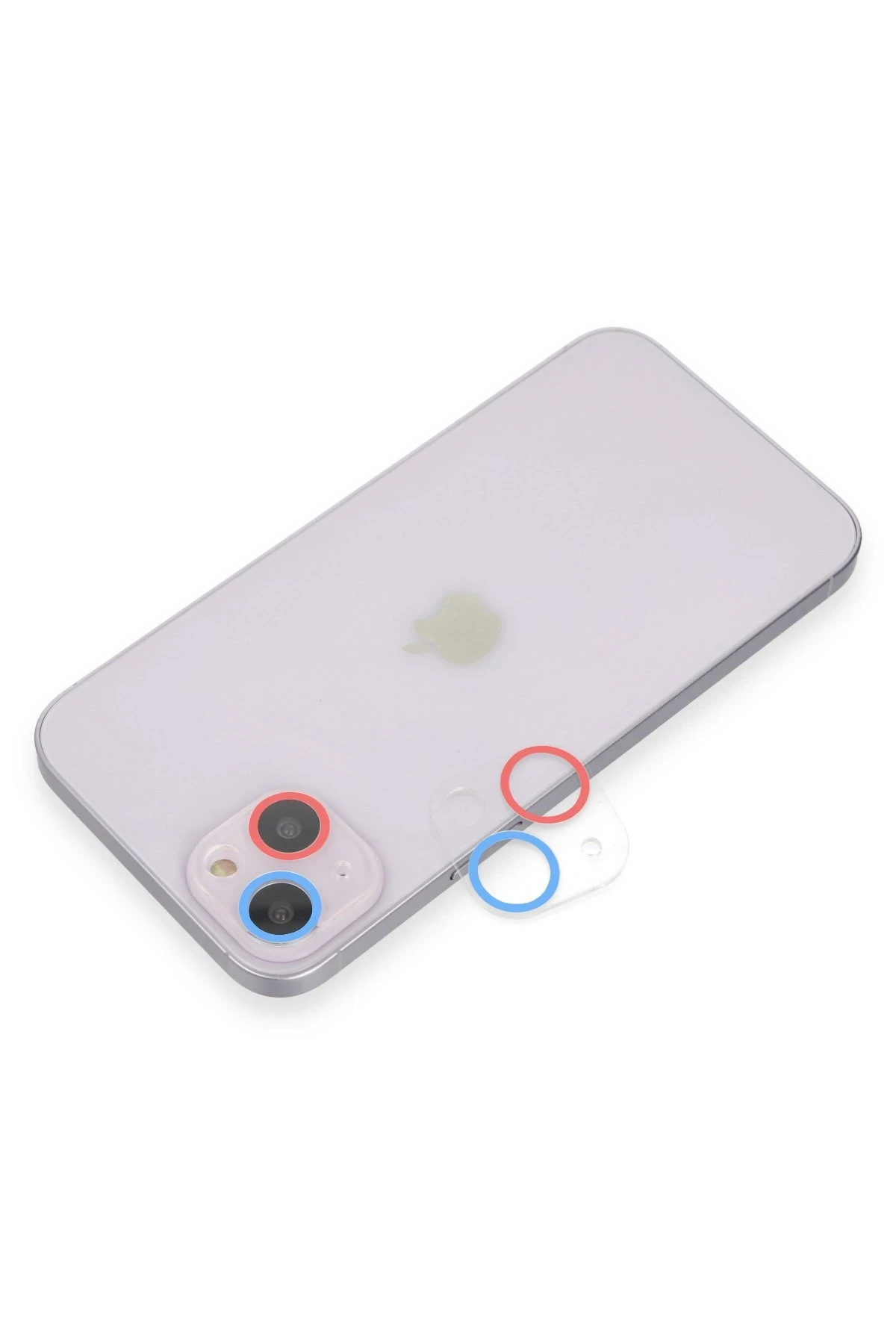 Newface iPhone 13 Mini Renkli Kamera Lens Koruma Cam - Pembe-Mavi