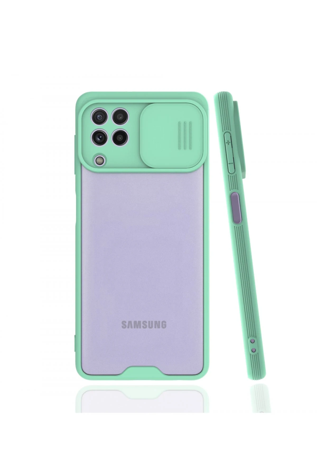 Newface Samsung Galaxy A22 Kılıf Platin Kamera Koruma Silikon - Açık Yeşil