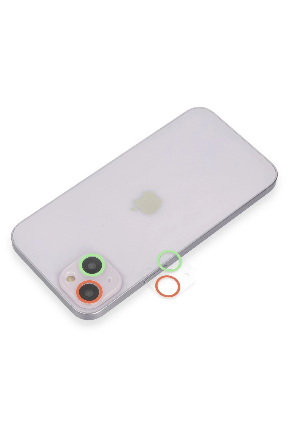 Newface iPhone 13 Mini Renkli Kamera Lens Koruma Cam - Yeşil-Pembe