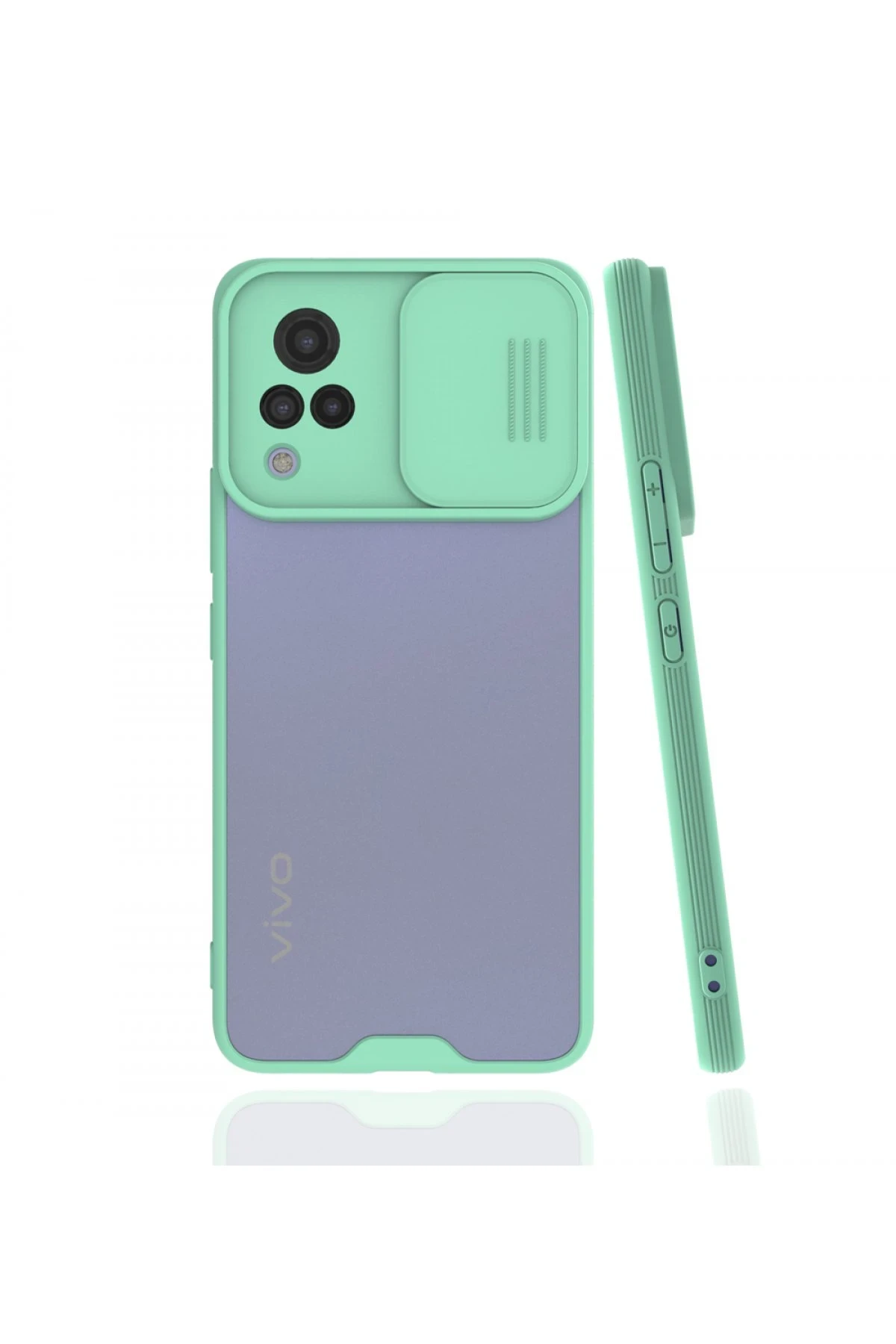 Newface Vivo V21 Kılıf Platin Kamera Koruma Silikon - Açık Yeşil