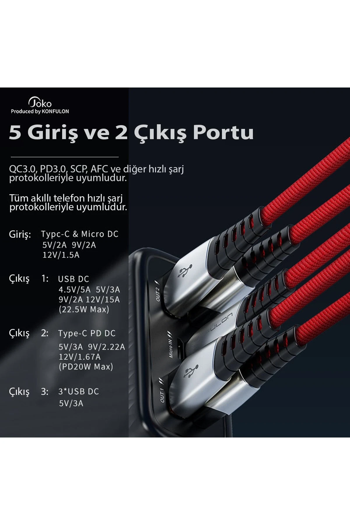 Konfulon A26Q Powerbank 30.000 mAh PD 20W Hızlı Şarj - Siyah — görsel 4