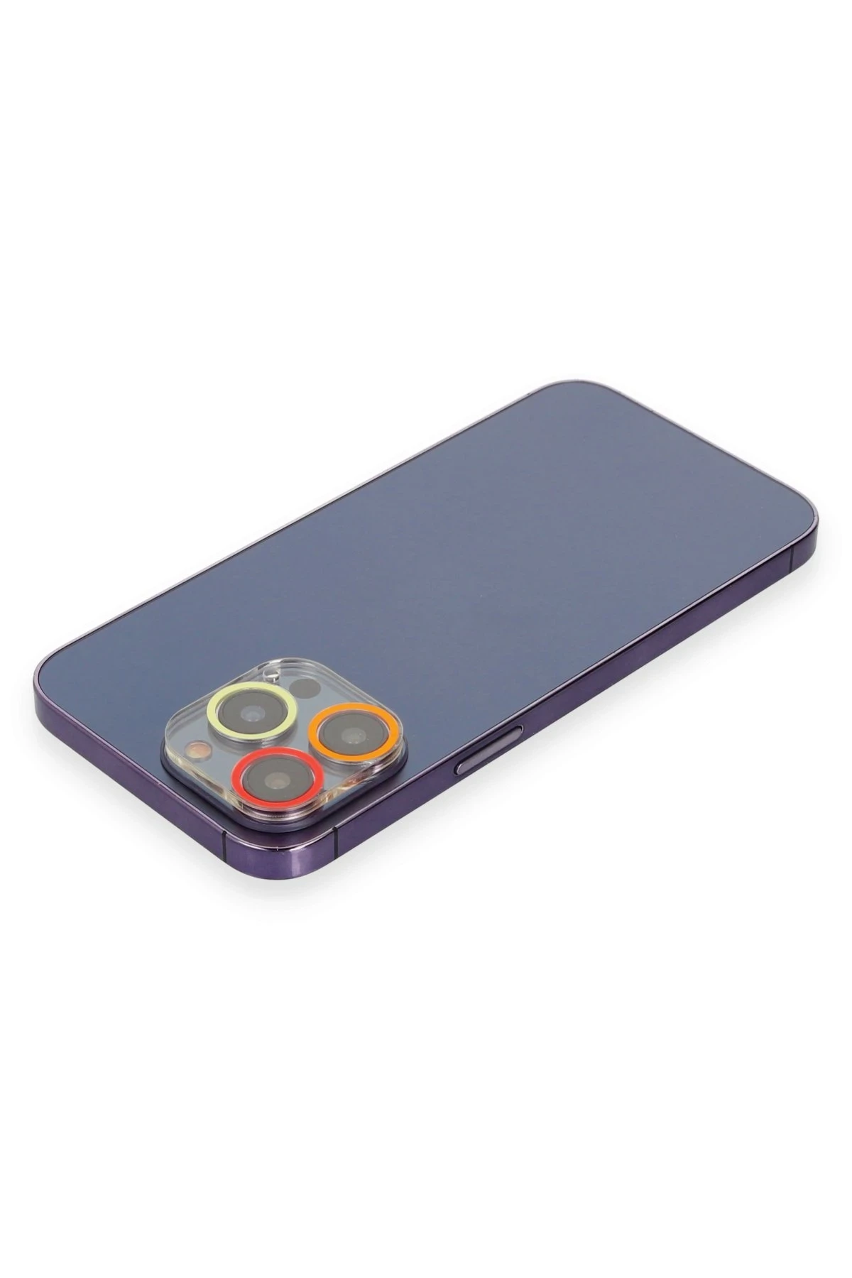 Newface iPhone 13 Pro Max Renkli Kamera Lens Koruma Cam - Turuncu-Kırmızı
