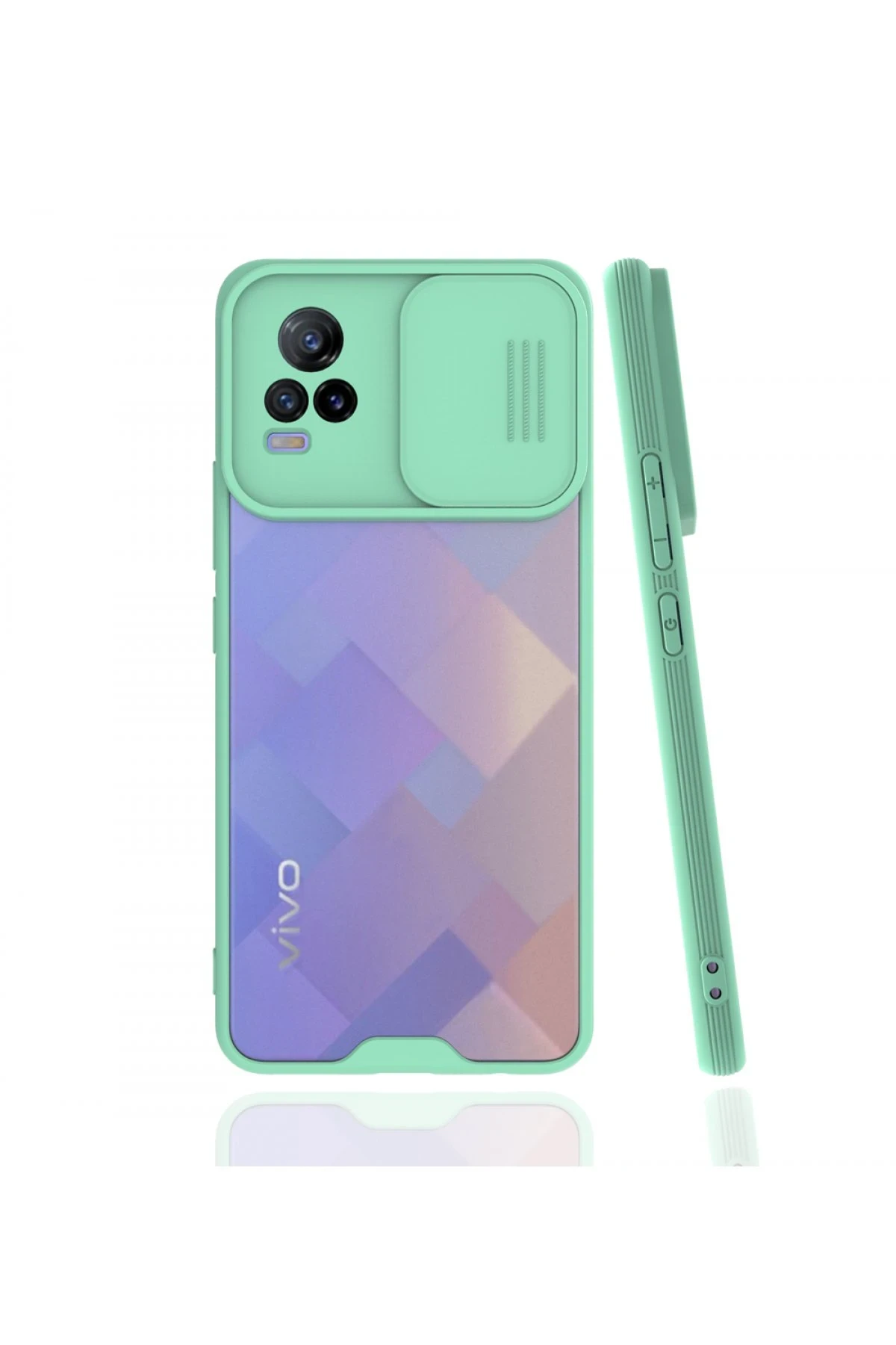 Newface Vivo V21e Kılıf Platin Kamera Koruma Silikon - Açık Yeşil