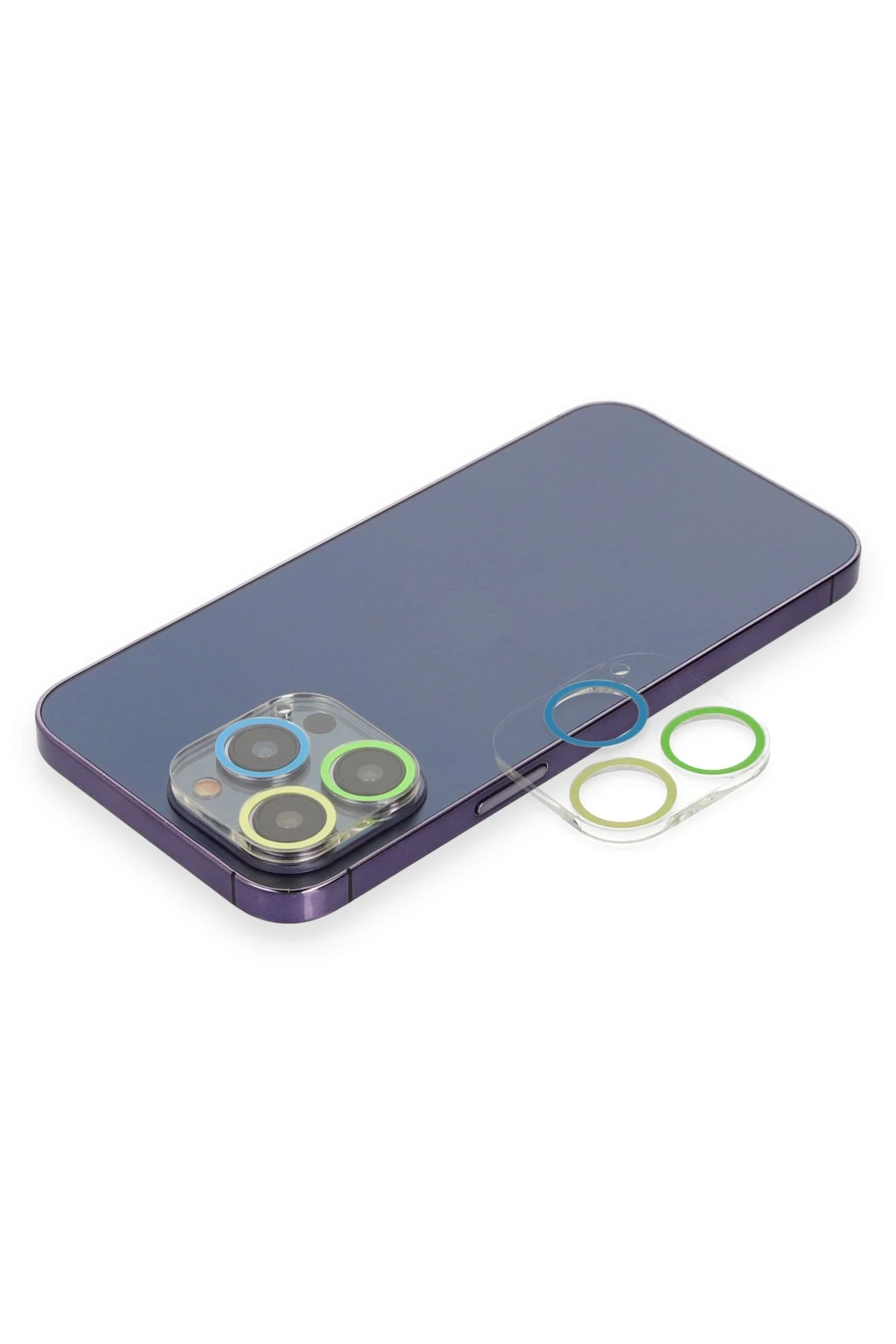 Newface iPhone 13 Pro Max Renkli Kamera Lens Koruma Cam - Yeşil-Sarı