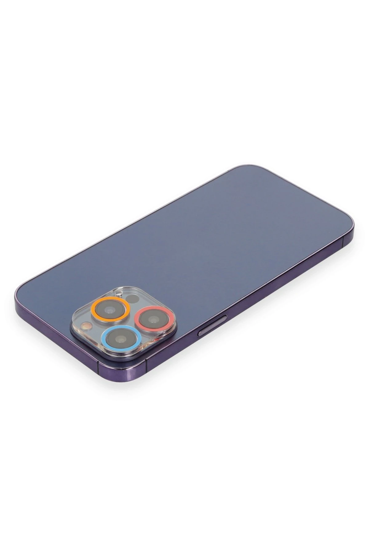 Newface iPhone 13 Pro Max Renkli Kamera Lens Koruma Cam - Pembe-Mavi