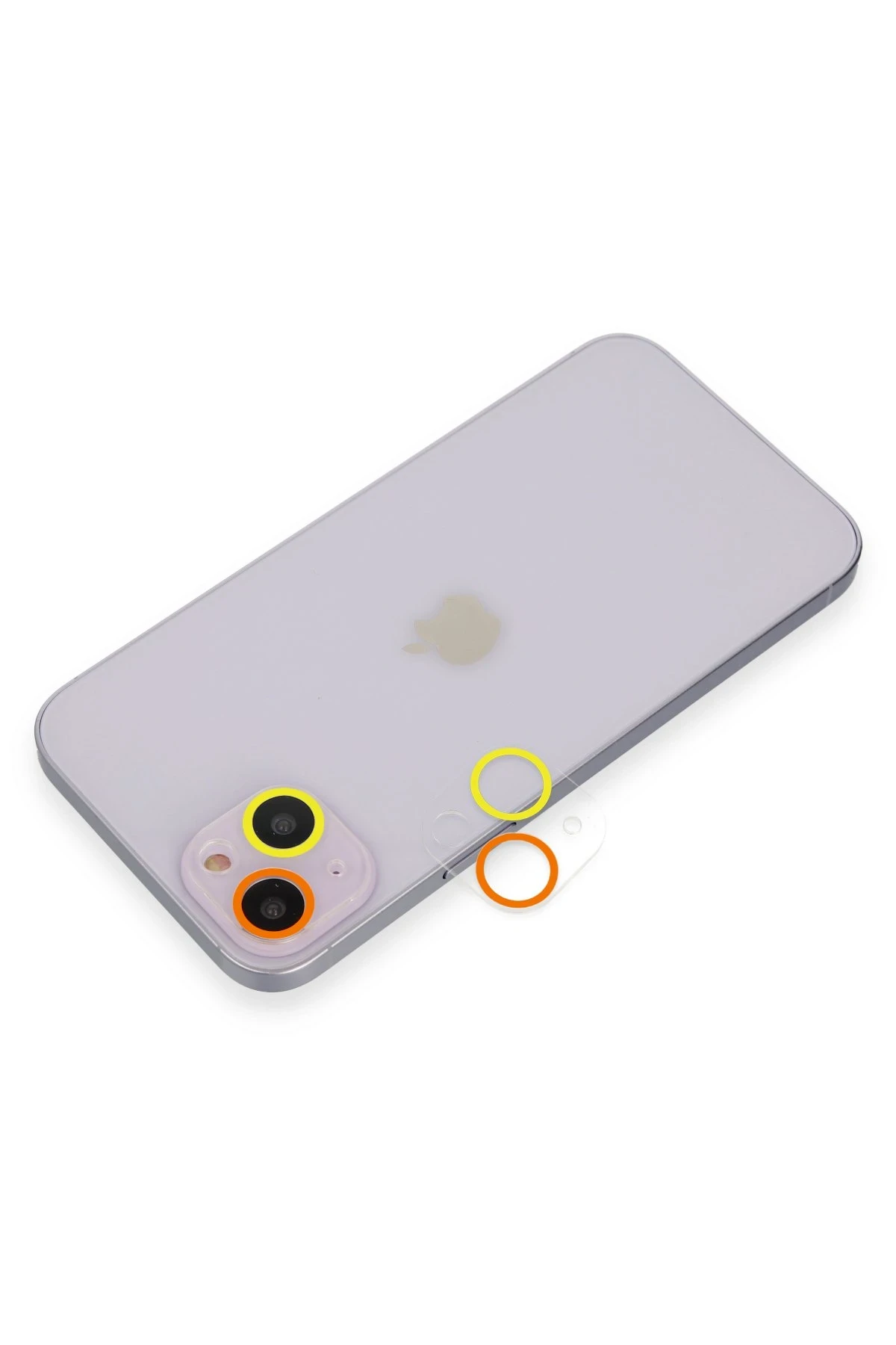 Newface Apple iPhone 14 Renkli Kamera Lens Koruma Cam - Sarı-Turuncu