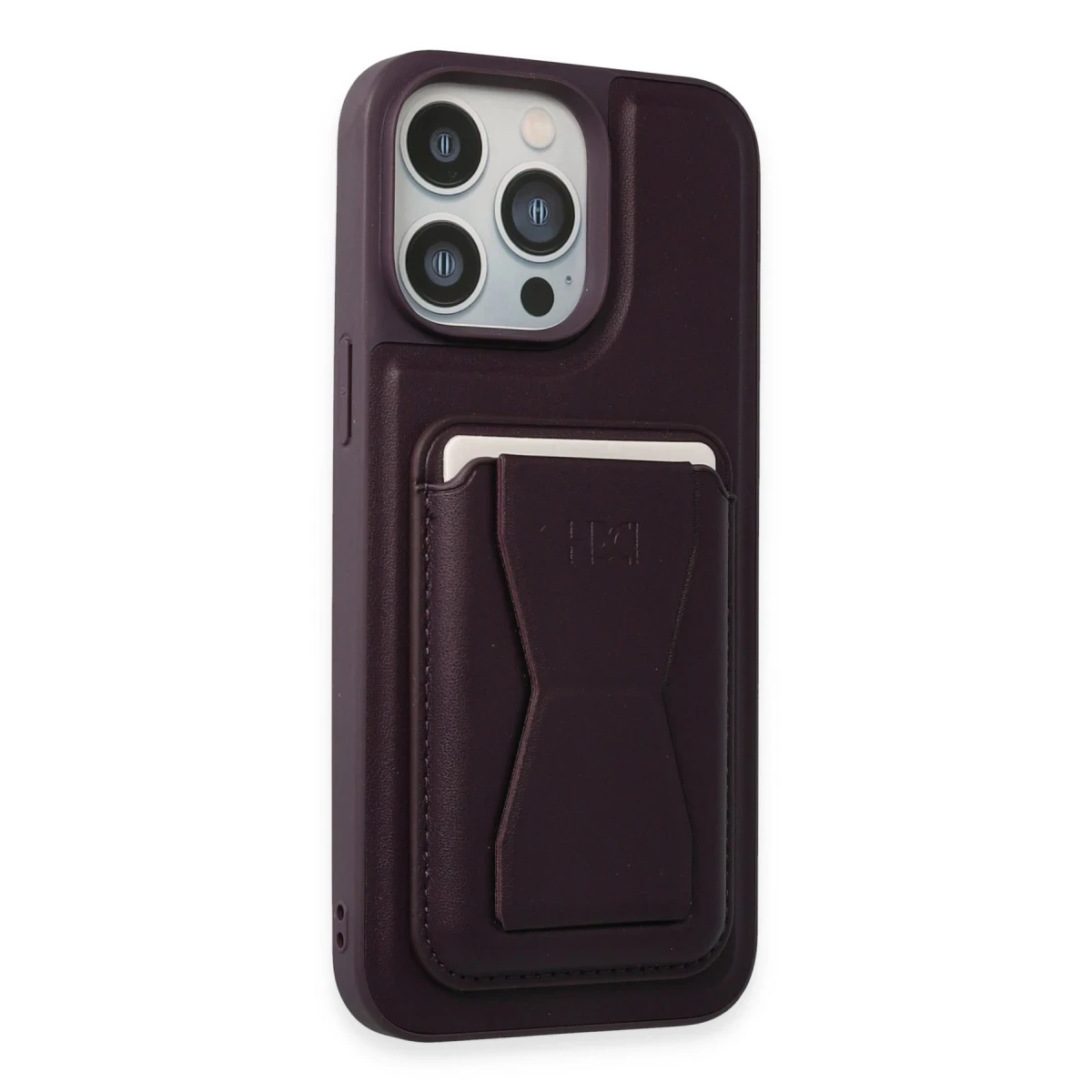 HDD Apple iPhone 14 Pro Kılıf HD Deri Luxury Magnet Kartvizitli Kapak - Derin Mor