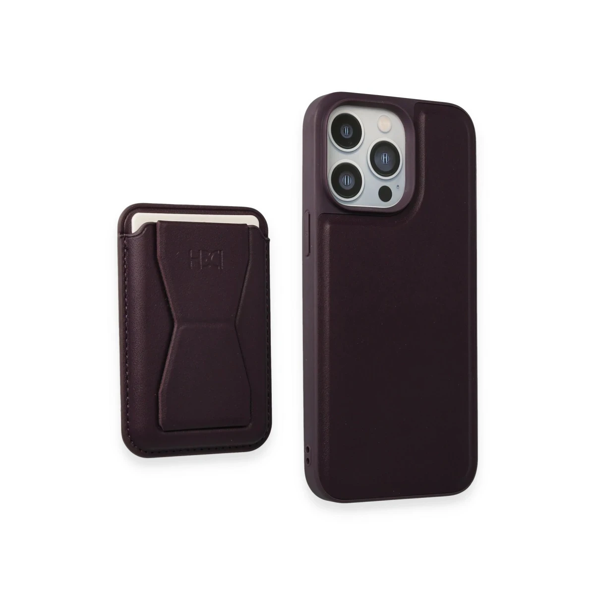 HDD Apple iPhone 14 Pro Kılıf HD Deri Luxury Magnet Kartvizitli Kapak - Derin Mor