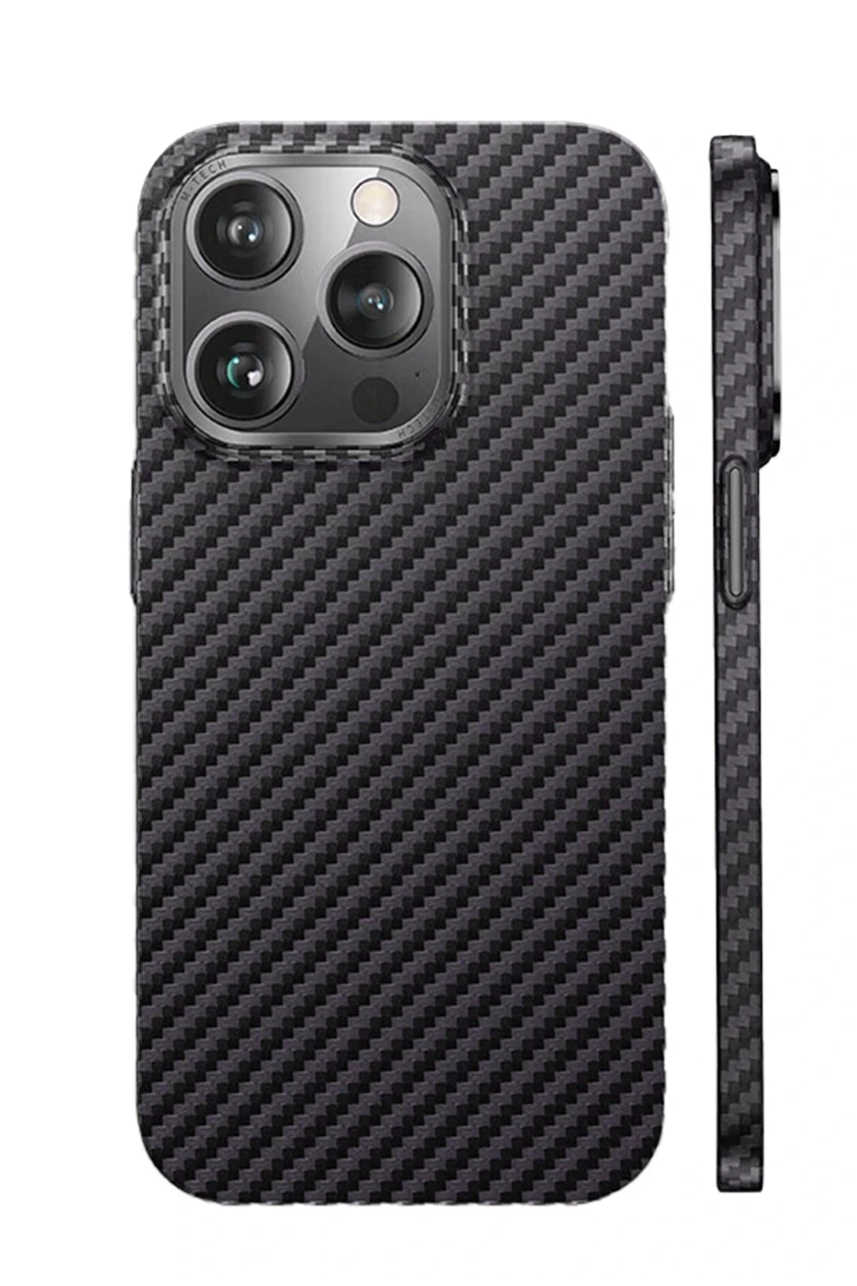 Newface Apple iPhone 14 Pro Kılıf Metalik Karbon Kapak - Siyah