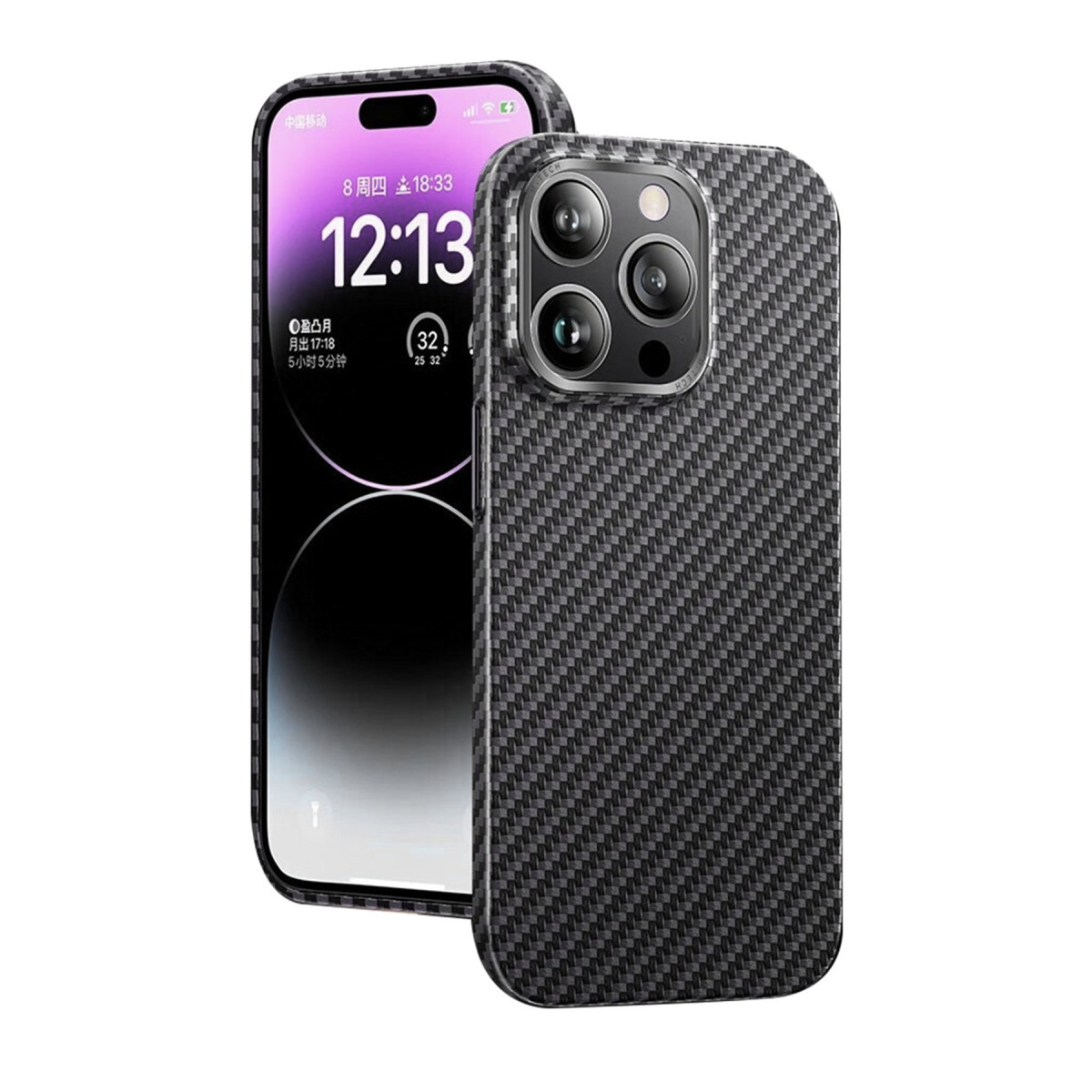 Newface Apple iPhone 14 Pro Kılıf Metalik Karbon Kapak - Siyah — görsel 6