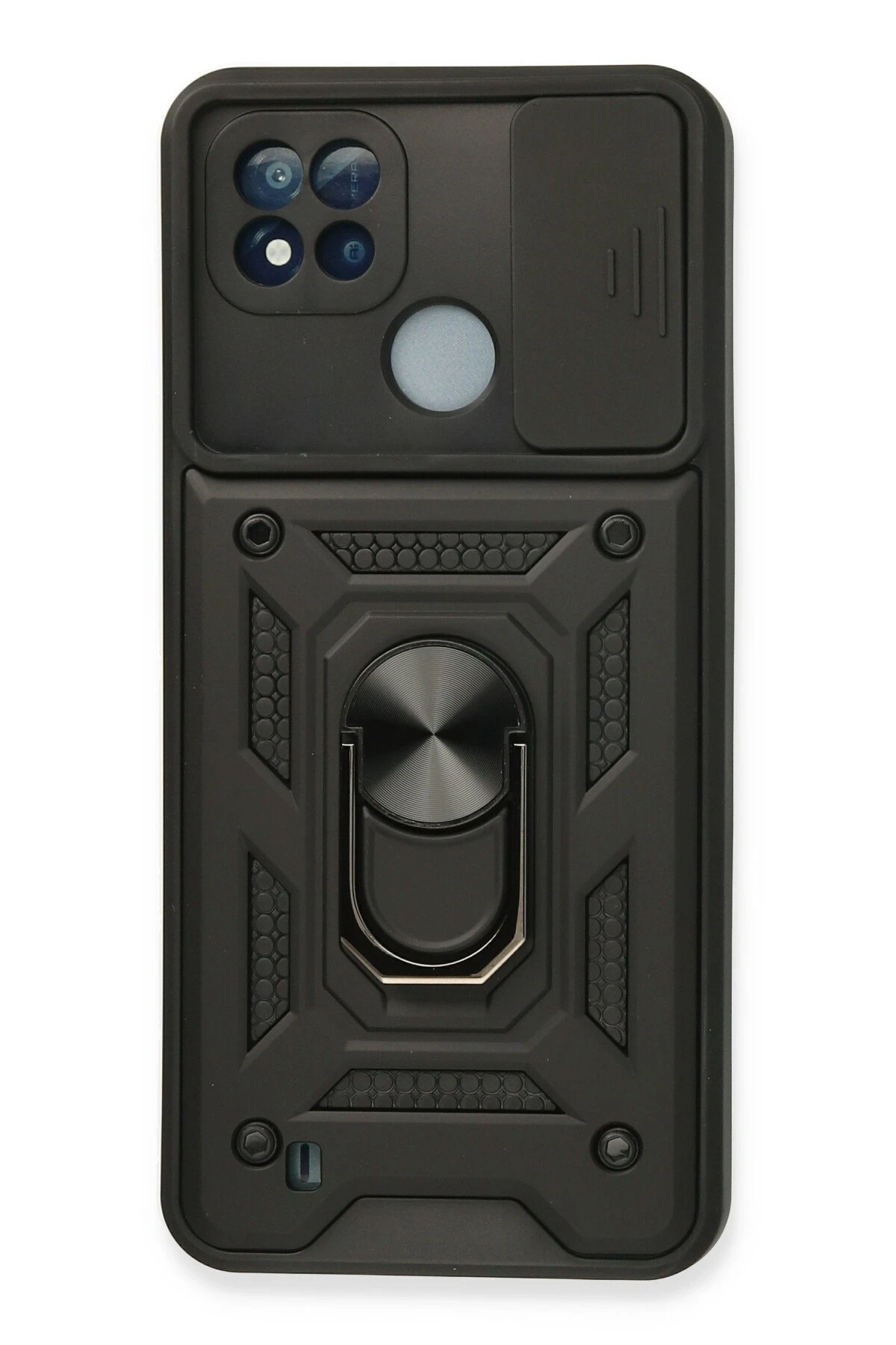 Newface Realme C11 2021 Kılıf Pars Lens Yüzüklü Silikon - Siyah