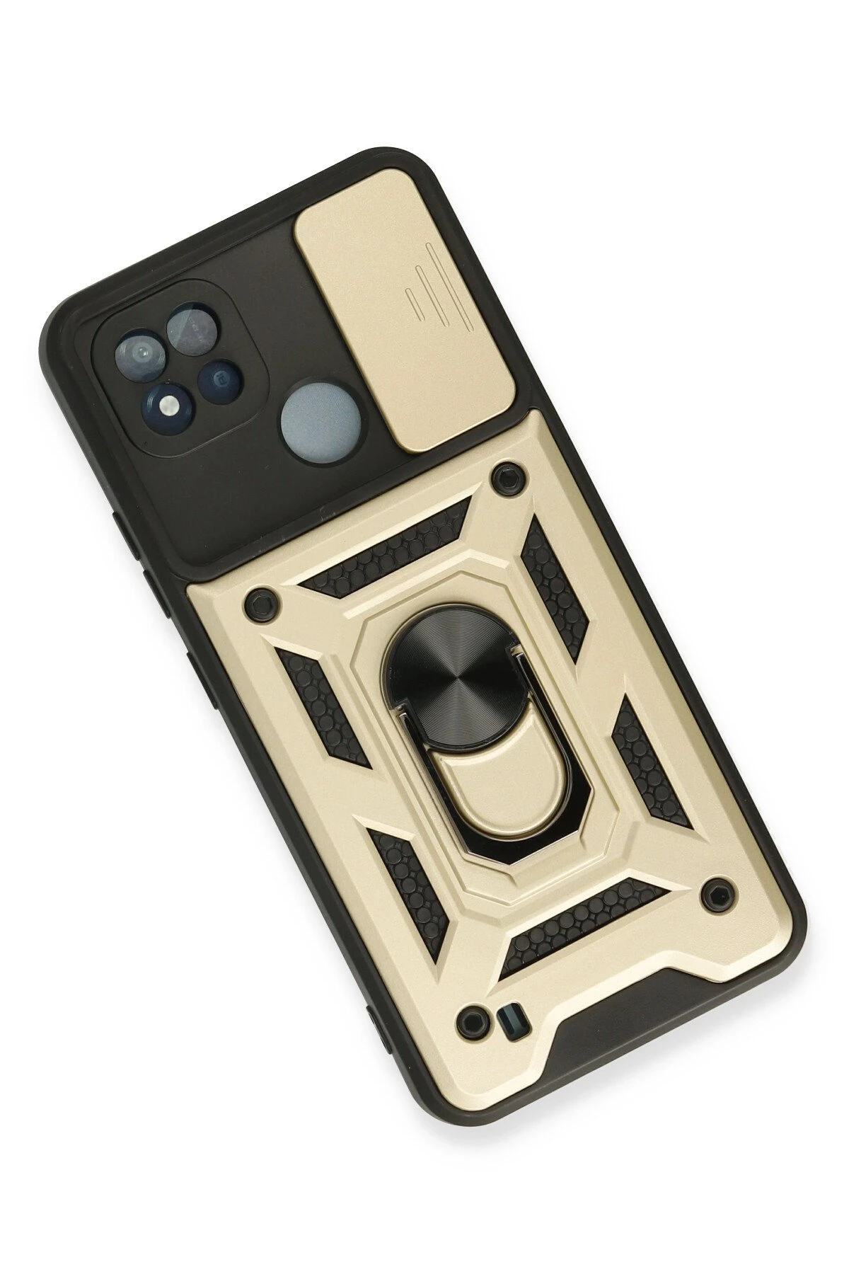 Newface Realme C11 2021 Kılıf Pars Lens Yüzüklü Silikon - Gold