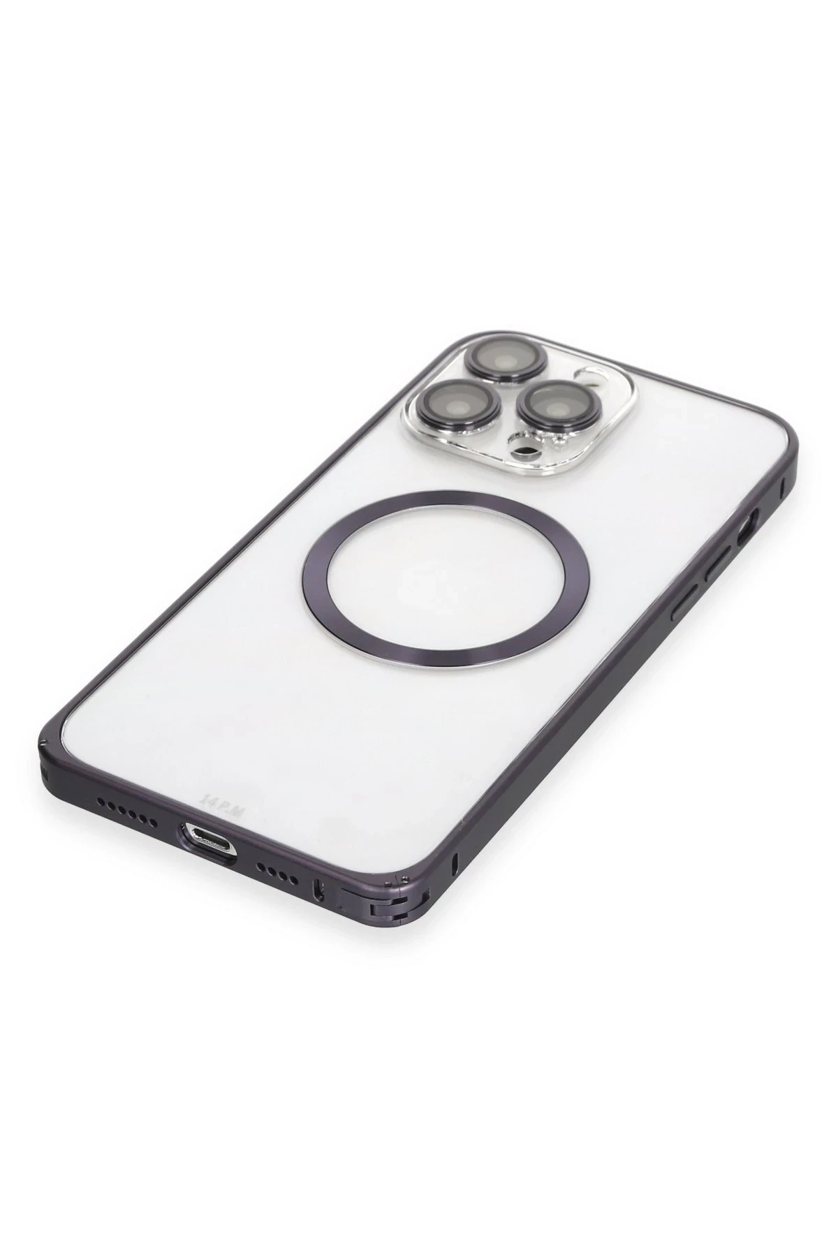 Joko iPhone 14 Pro Kılıf Metal Bumper Magneticsafe Kapak - Derin Mor