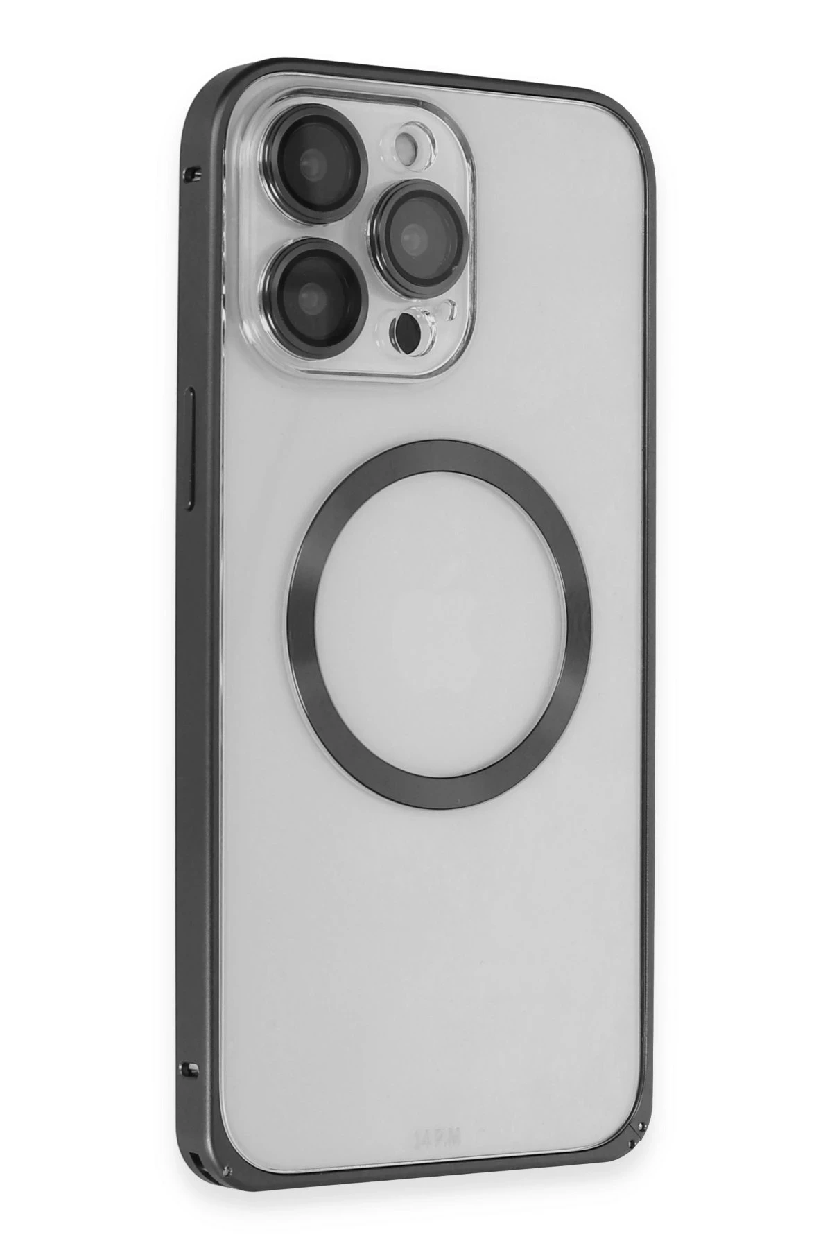Joko Apple iPhone 14 Pro Max Kılıf Metal Bumper Magneticsafe Kapak - Siyah