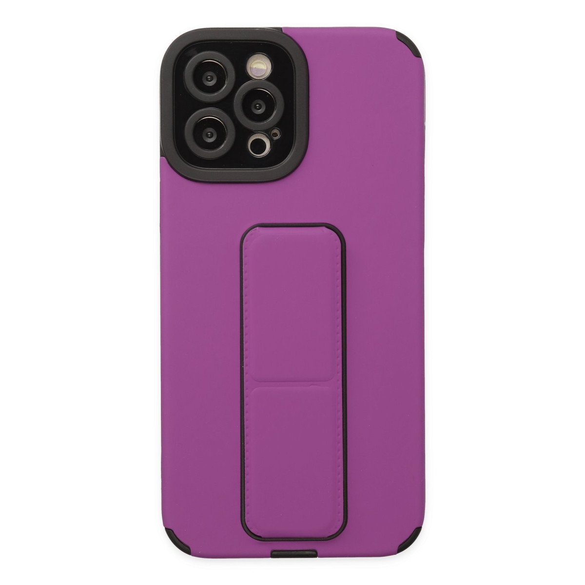 Newface Apple iPhone 12 Pro Max Kılıf Mega Standlı Silikon - Mor — görsel 9