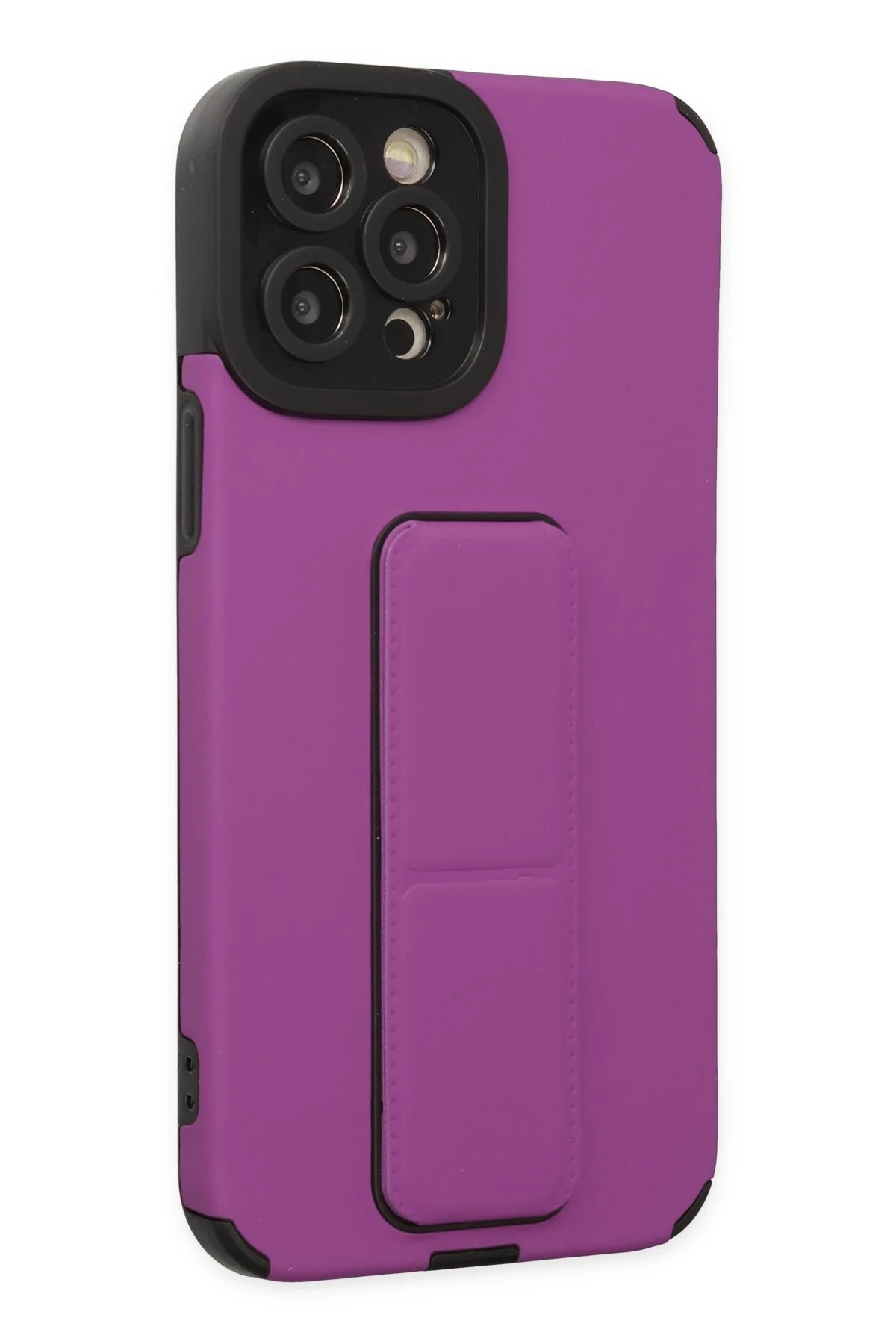 Newface iPhone 12 Pro Max Kılıf Mega Standlı Silikon - Mor