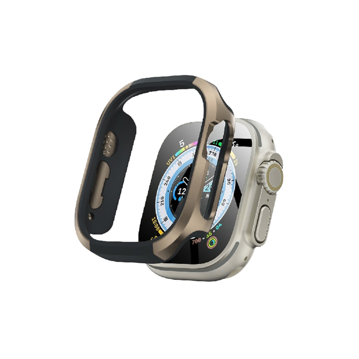 Movenchy Apple Watch Ultra 49mm MO-WT3 Alüminyum Camlı Kasa Ekran Koruyucu - Gold — görsel 11
