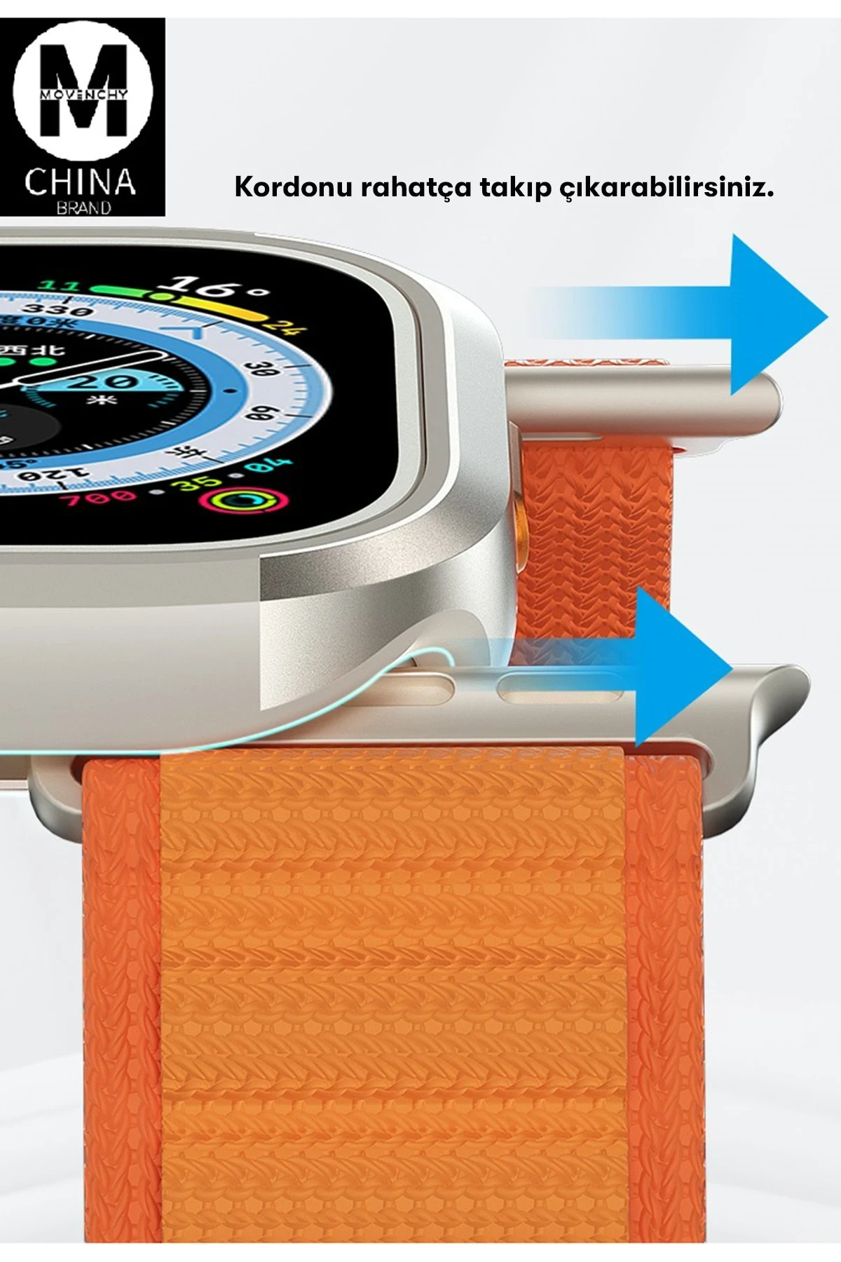 Movenchy Apple Watch Ultra 49mm MO-WT3 Alüminyum Camlı Kasa Ekran Koruyucu - Gold — görsel 4