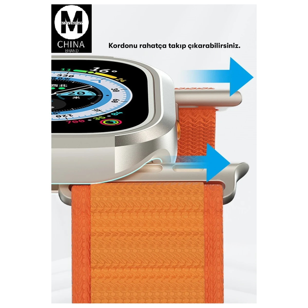 Movenchy Apple Watch Ultra 49mm MO-WT3 Alüminyum Camlı Kasa Ekran Koruyucu - Gold — görsel 9