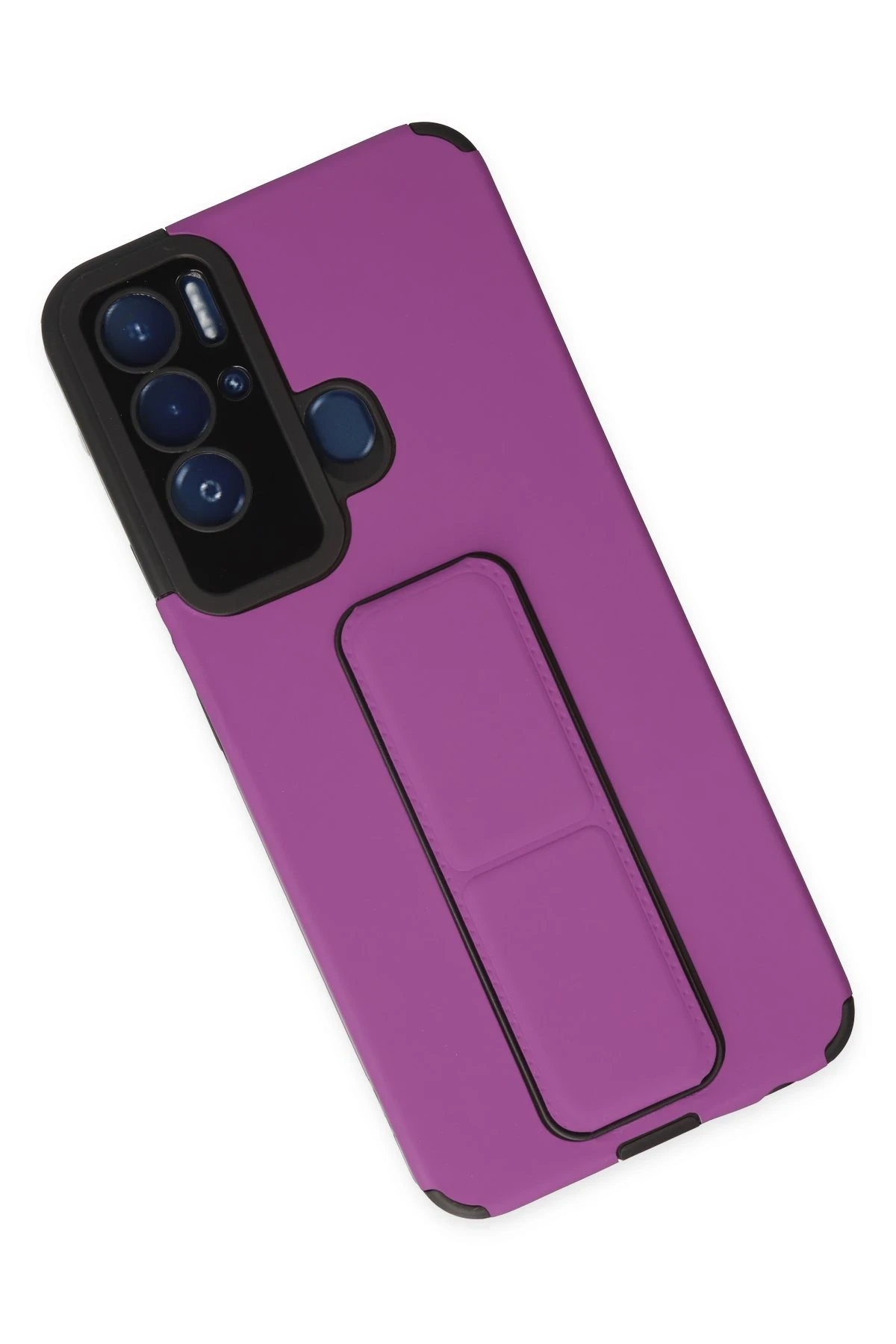Newface Tecno Pova Neo Kılıf Mega Standlı Silikon - Mor — görsel 3
