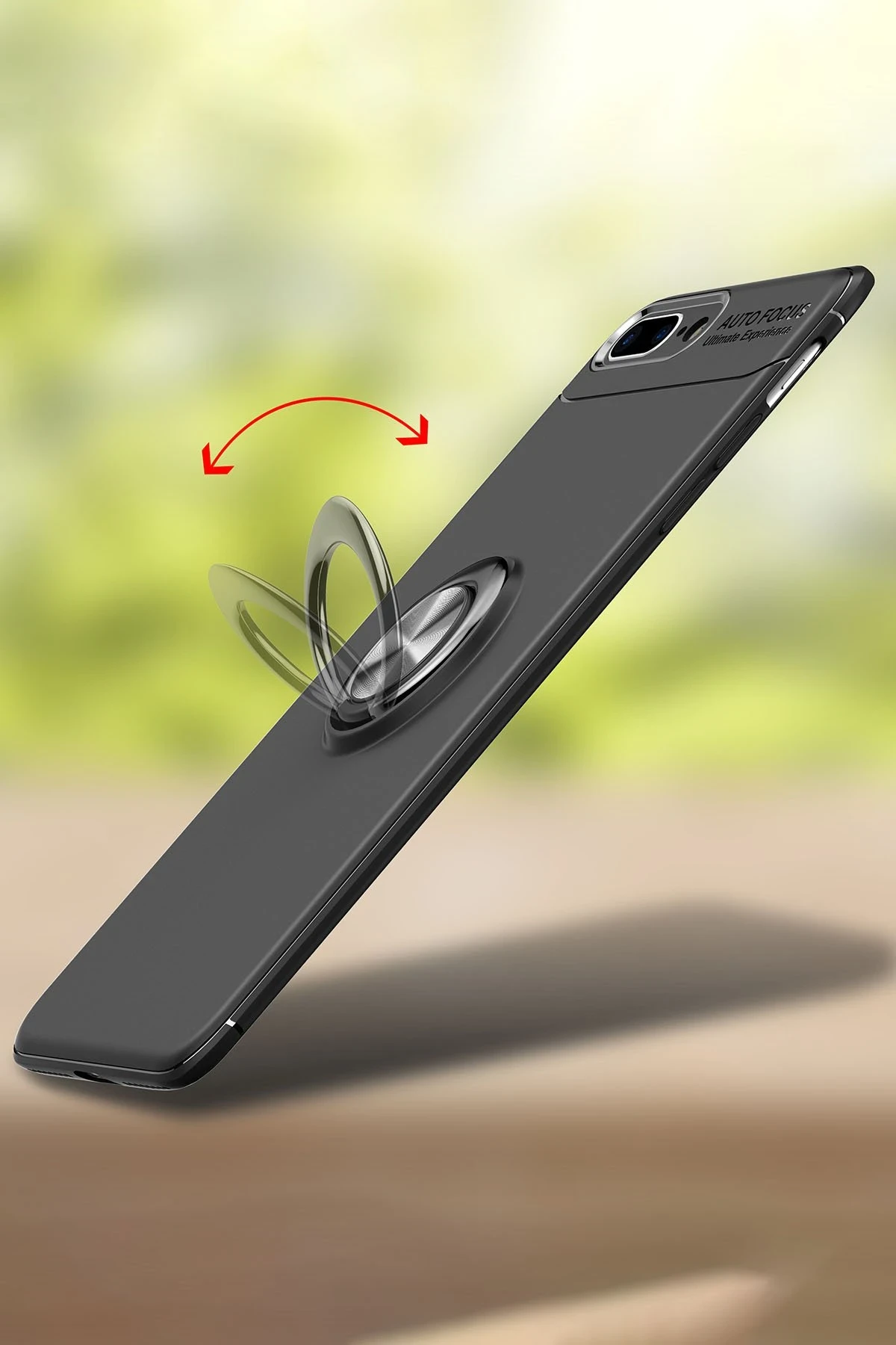 Newface Apple iPhone 7 Plus Kılıf Range Yüzüklü Silikon - Siyah-Mavi — görsel 4