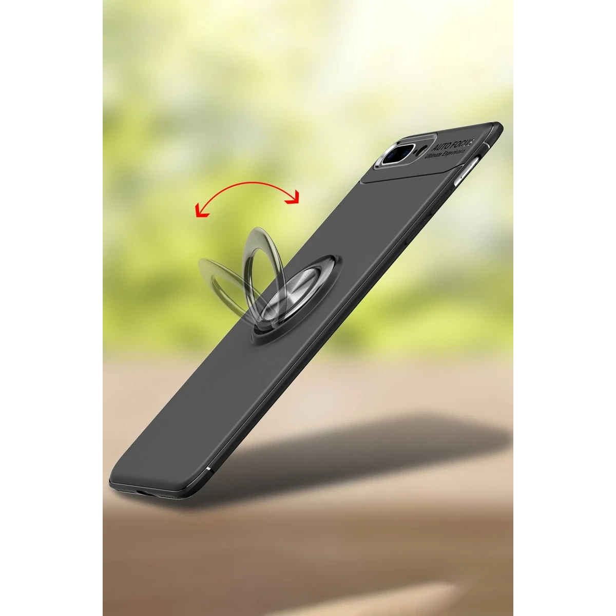 Newface Apple iPhone 7 Plus Kılıf Range Yüzüklü Silikon - Siyah-Mavi — görsel 11