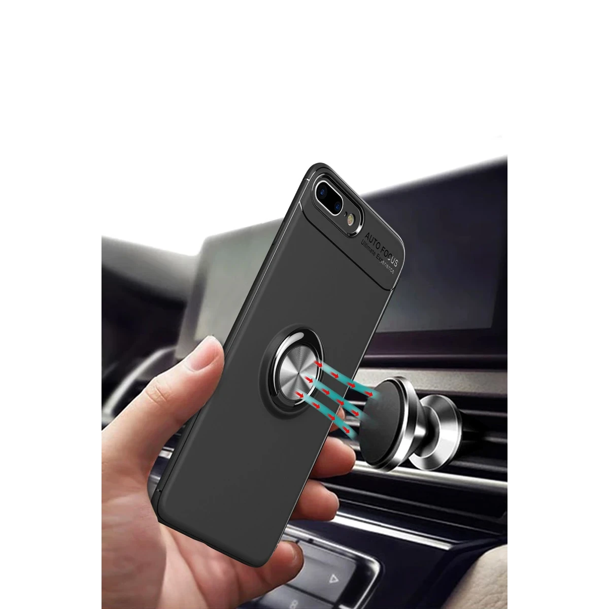 Newface Apple iPhone 7 Plus Kılıf Range Yüzüklü Silikon - Kırmızı
