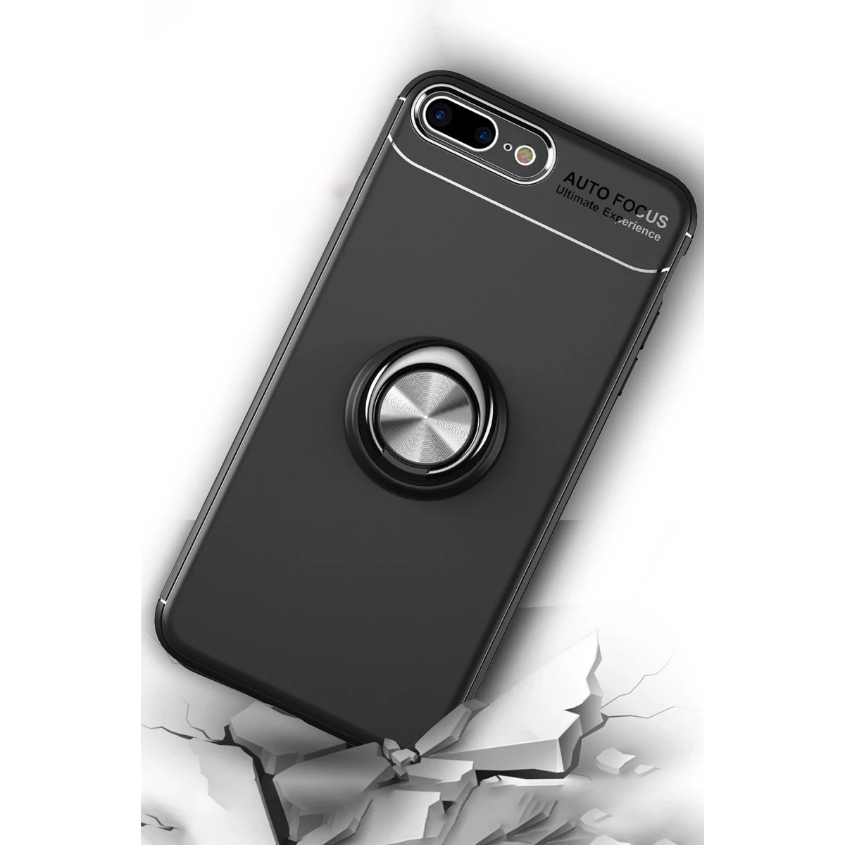 Newface Apple iPhone 7 Plus Kılıf Range Yüzüklü Silikon - Kırmızı
